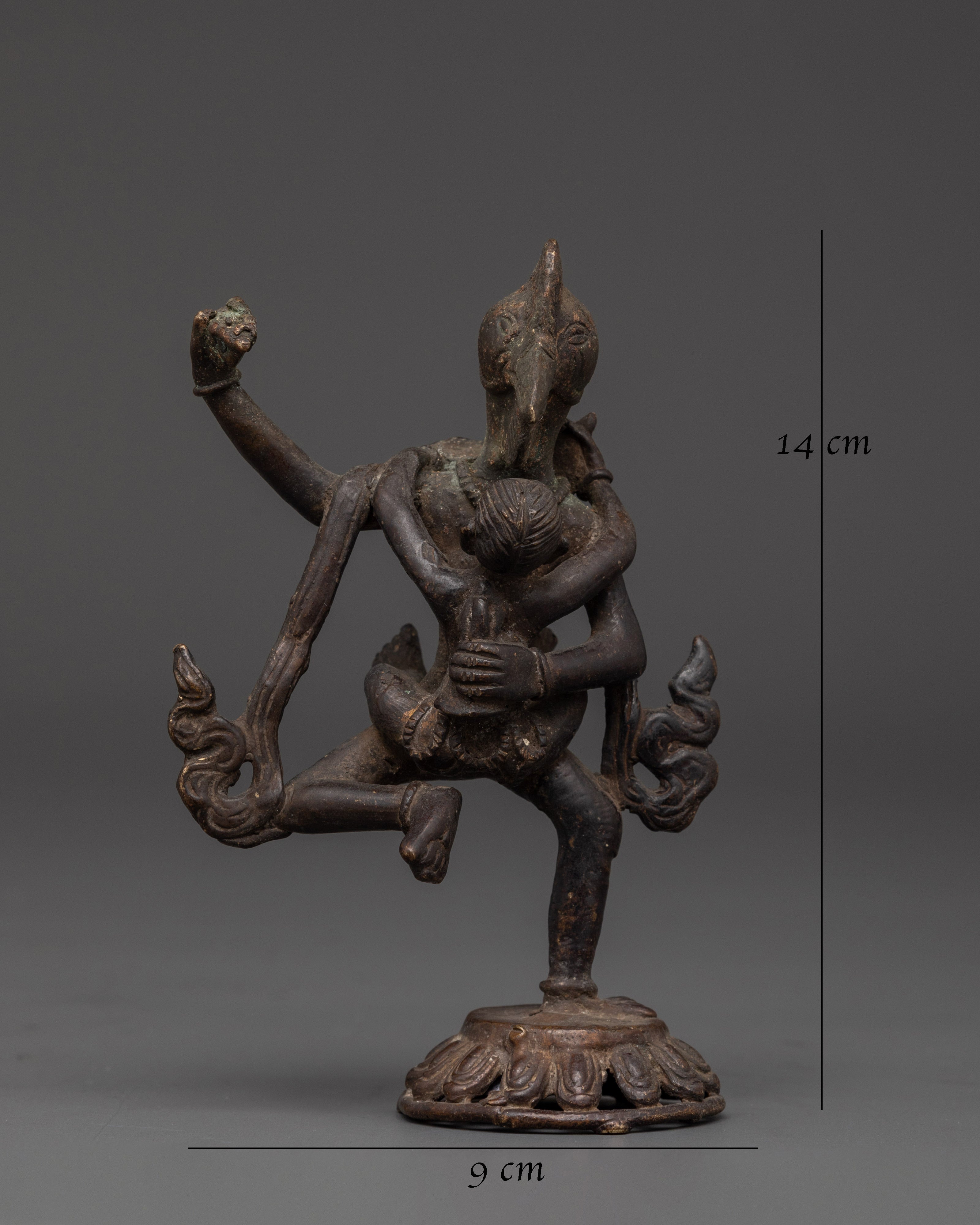 Tibetan Garuda Copper Statue with his Consort | Protector Deity for Meditation