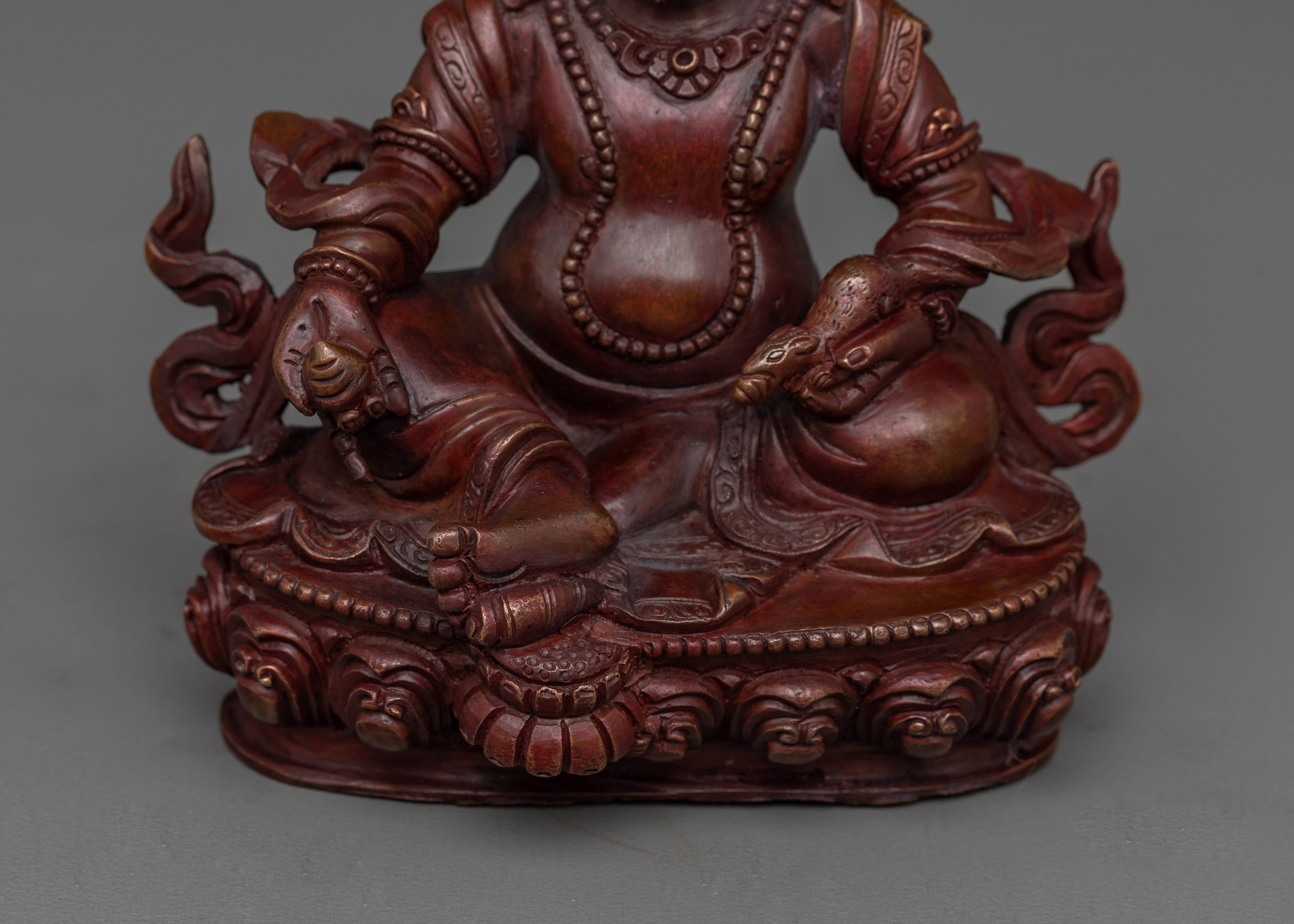 Dzambhala with Oxidized Copper Body Statue | The Embodiment of Prosperity