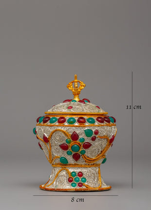 Copper Rice Pot with Filigree | Tibetan Offering Bowl