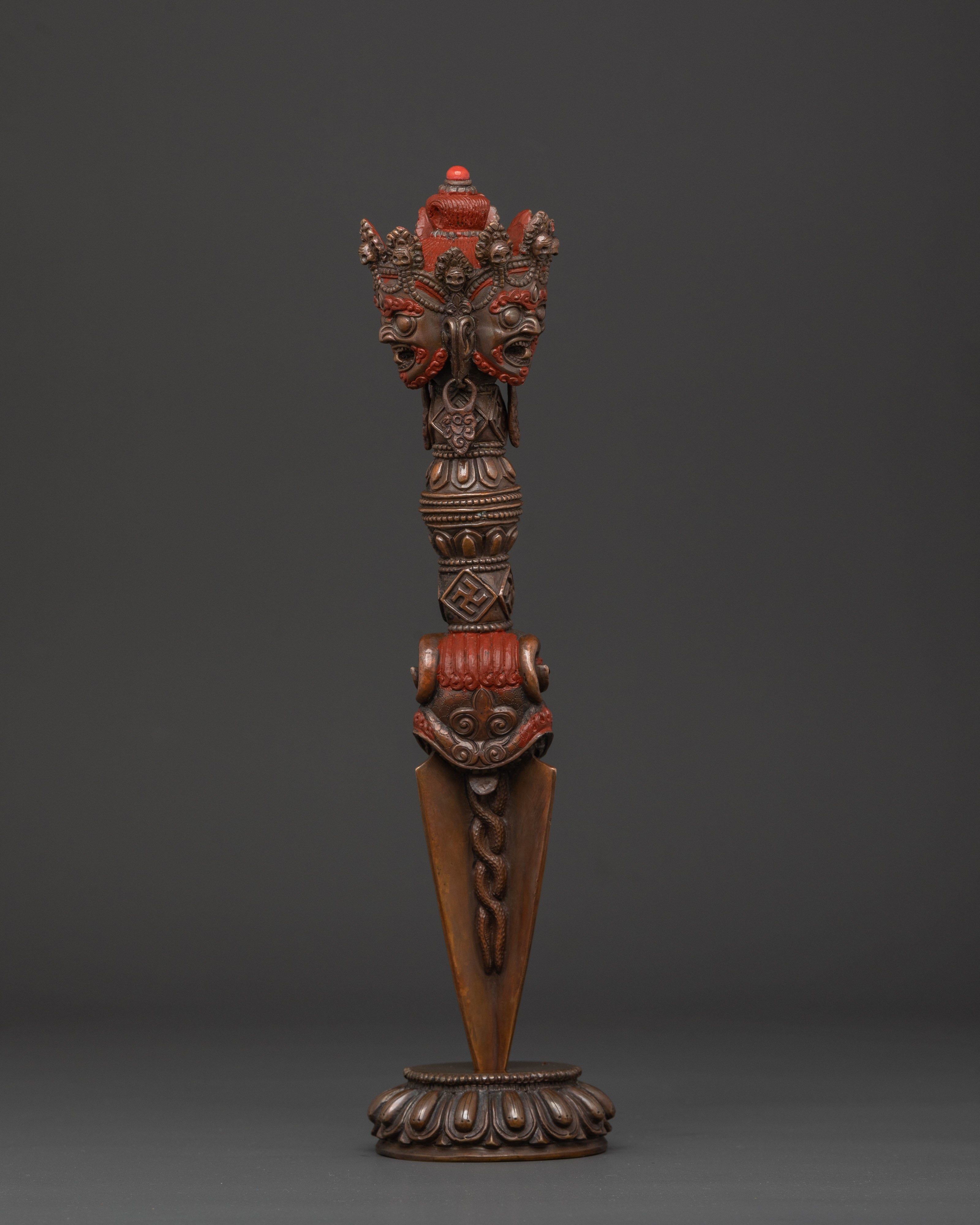 Handcrafted Phurba Dagger | Sacred Tibetan Ritual Tool with Deity Figure Design