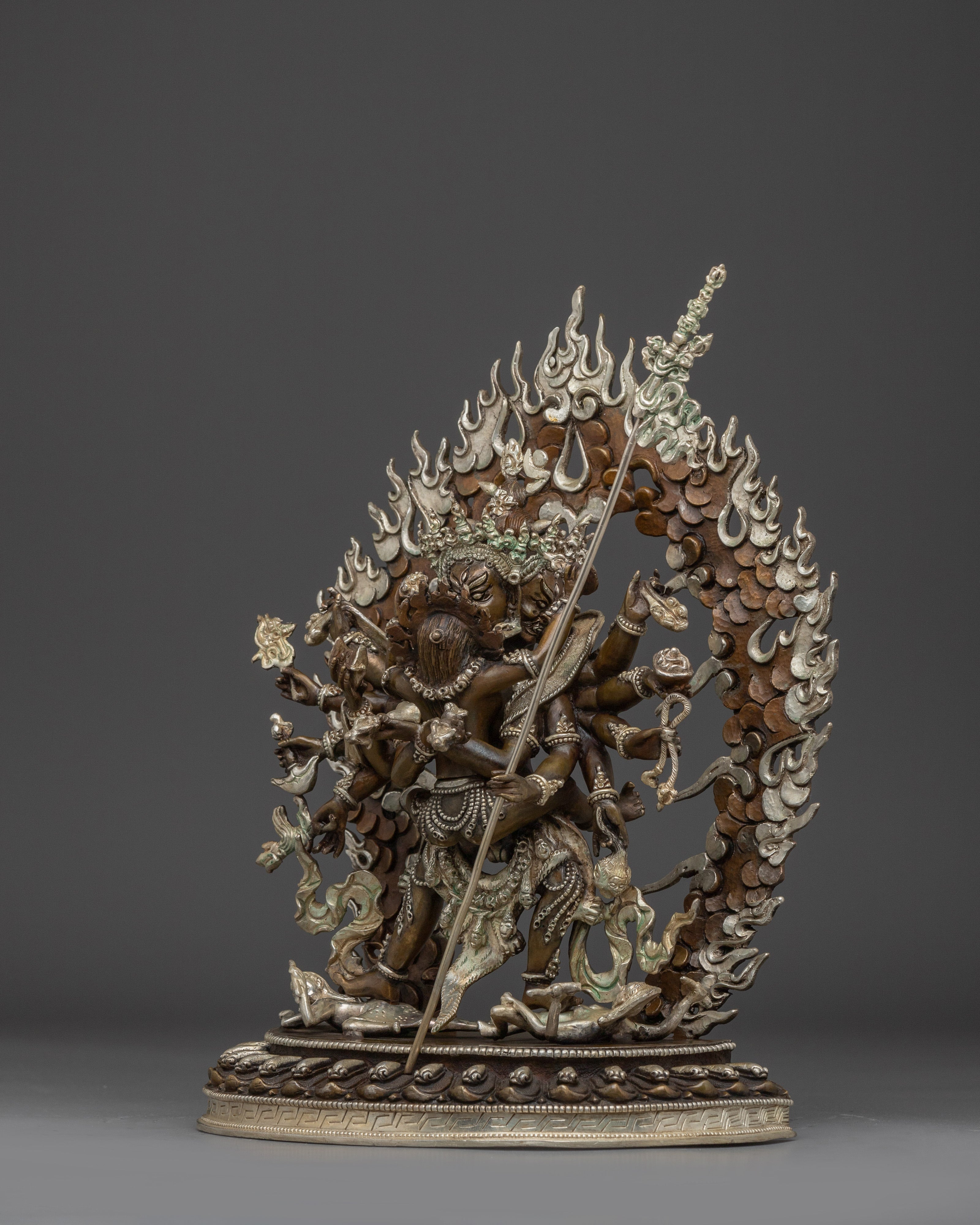 Silver-Plated Chakrasamvara Statue With Consort | Tibetan Art for Ritual Practice