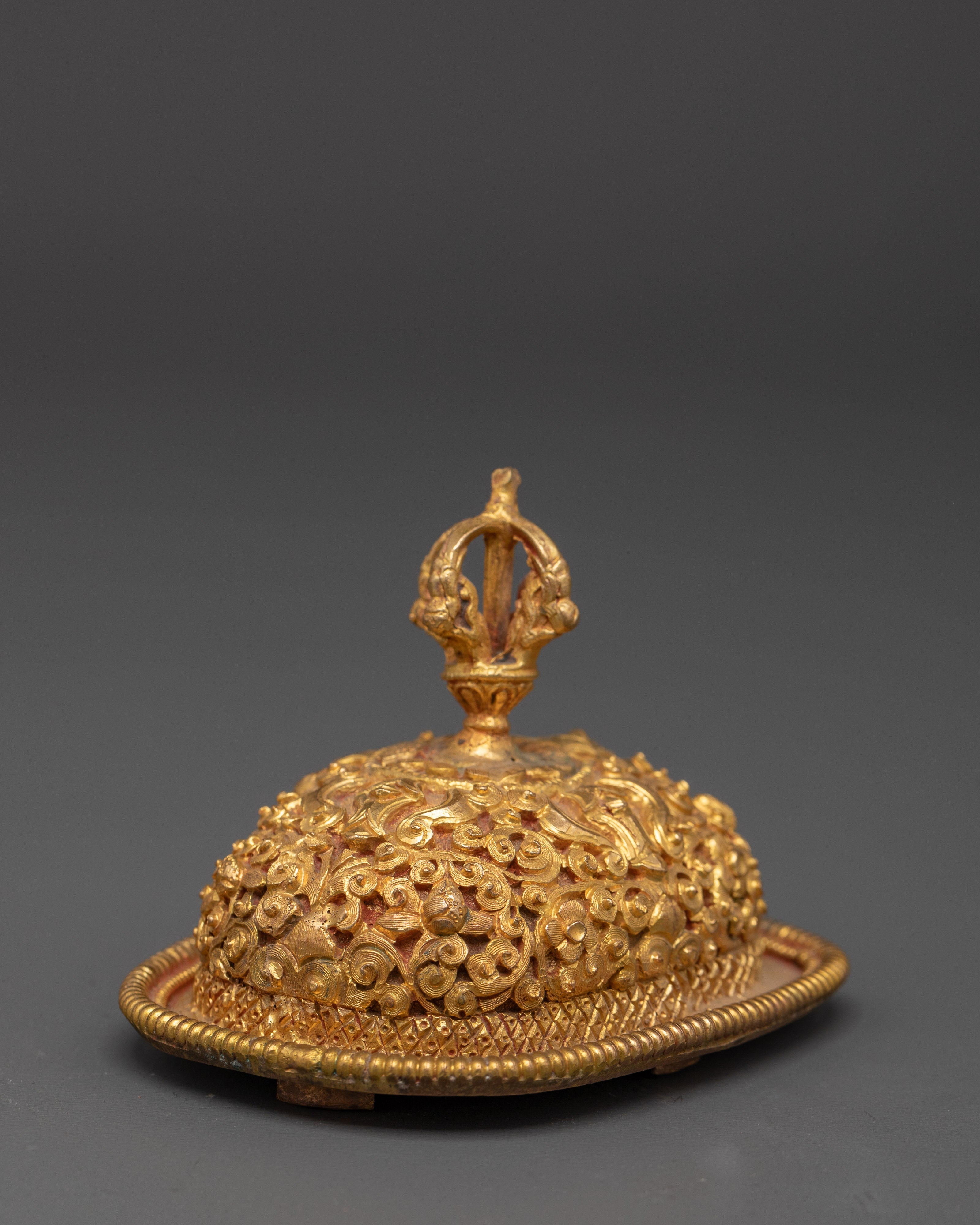Handcrafted Ritual Kapala Set | Gold Plated Copper with Vajra Lid