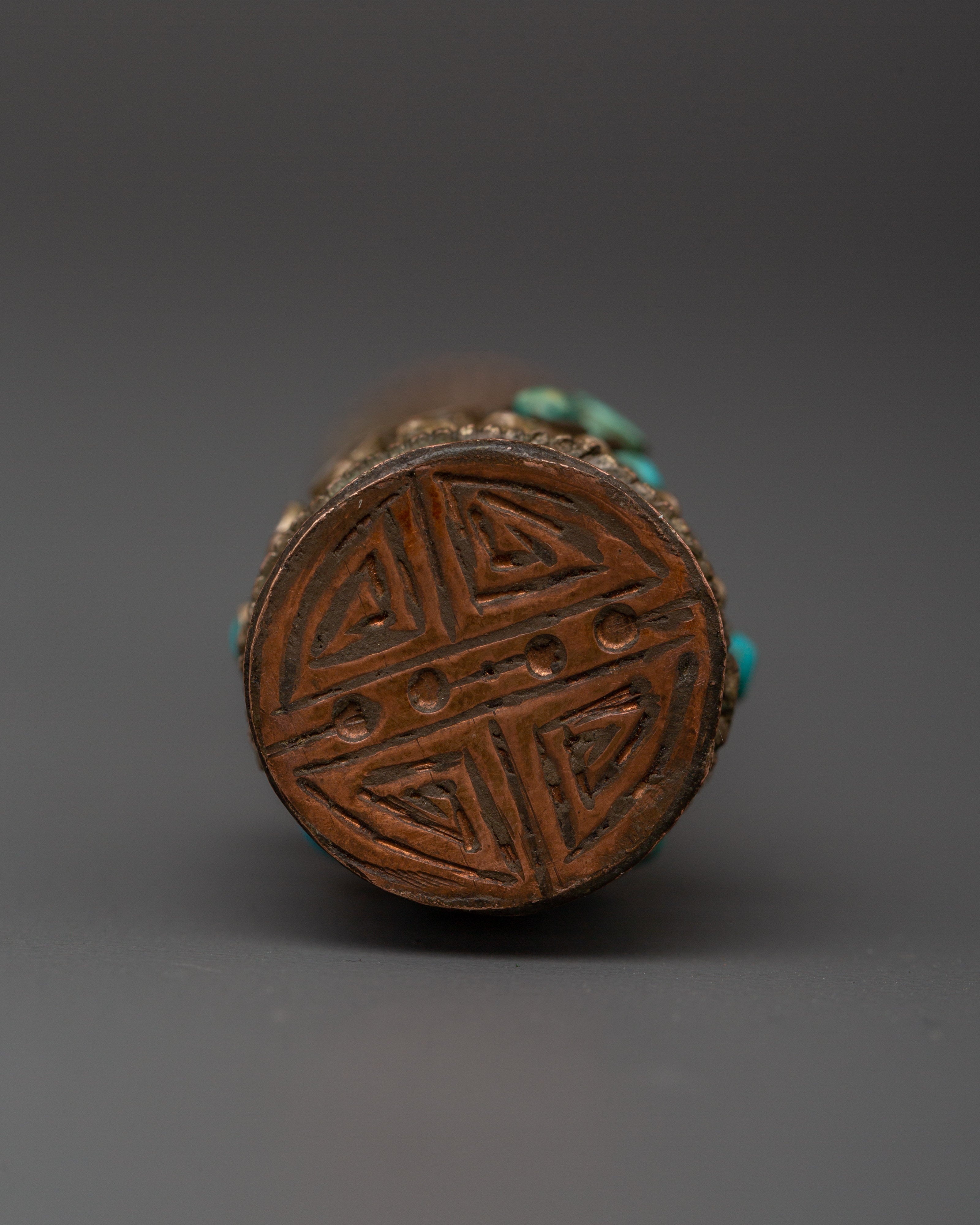 Handcrafted 11.5cm Tibetan Ritual Stamp | Handcrafted Buddhist Tool