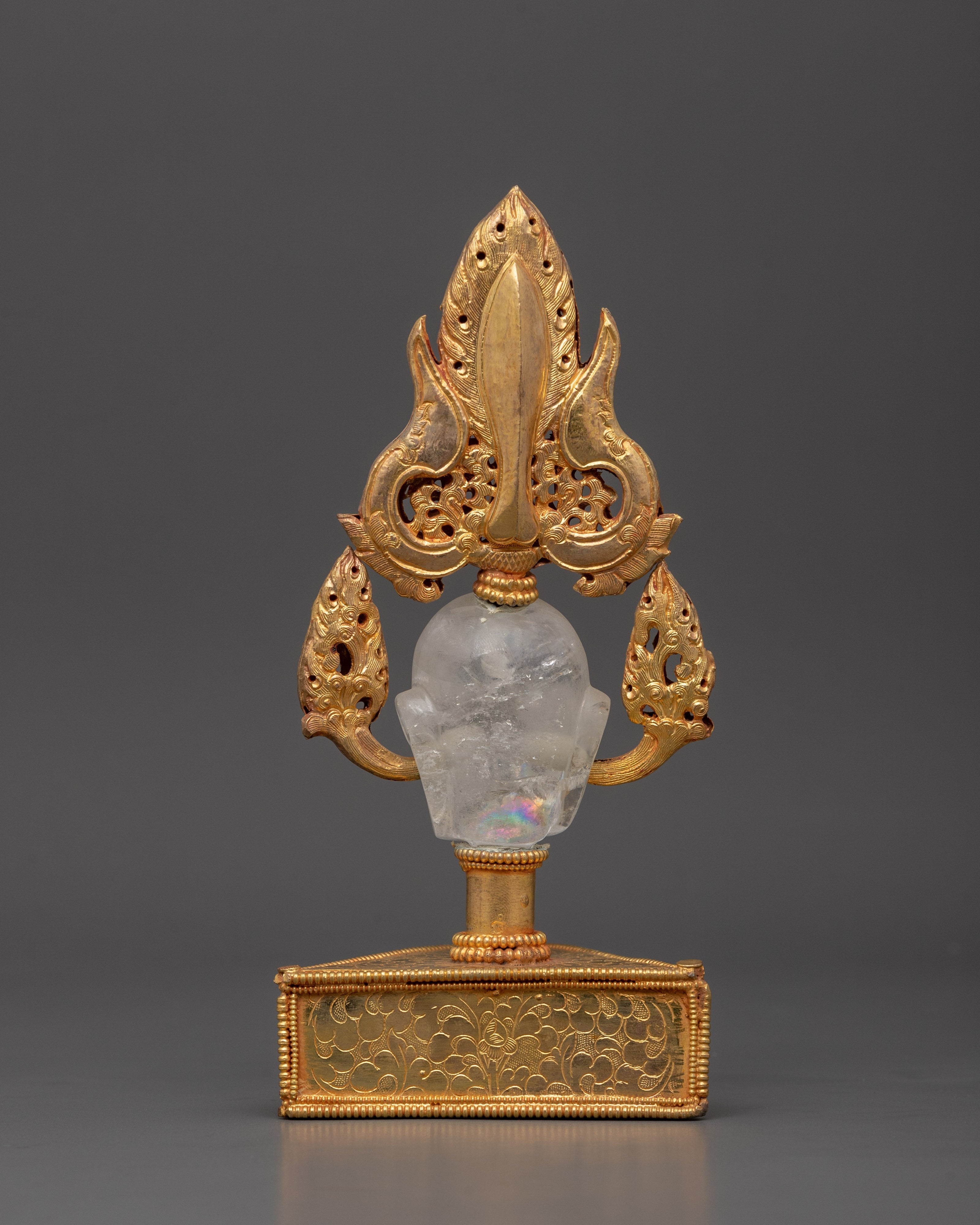Skull Head Decor Item | Crystal, Copper & Gold Plated Unique Artwork
