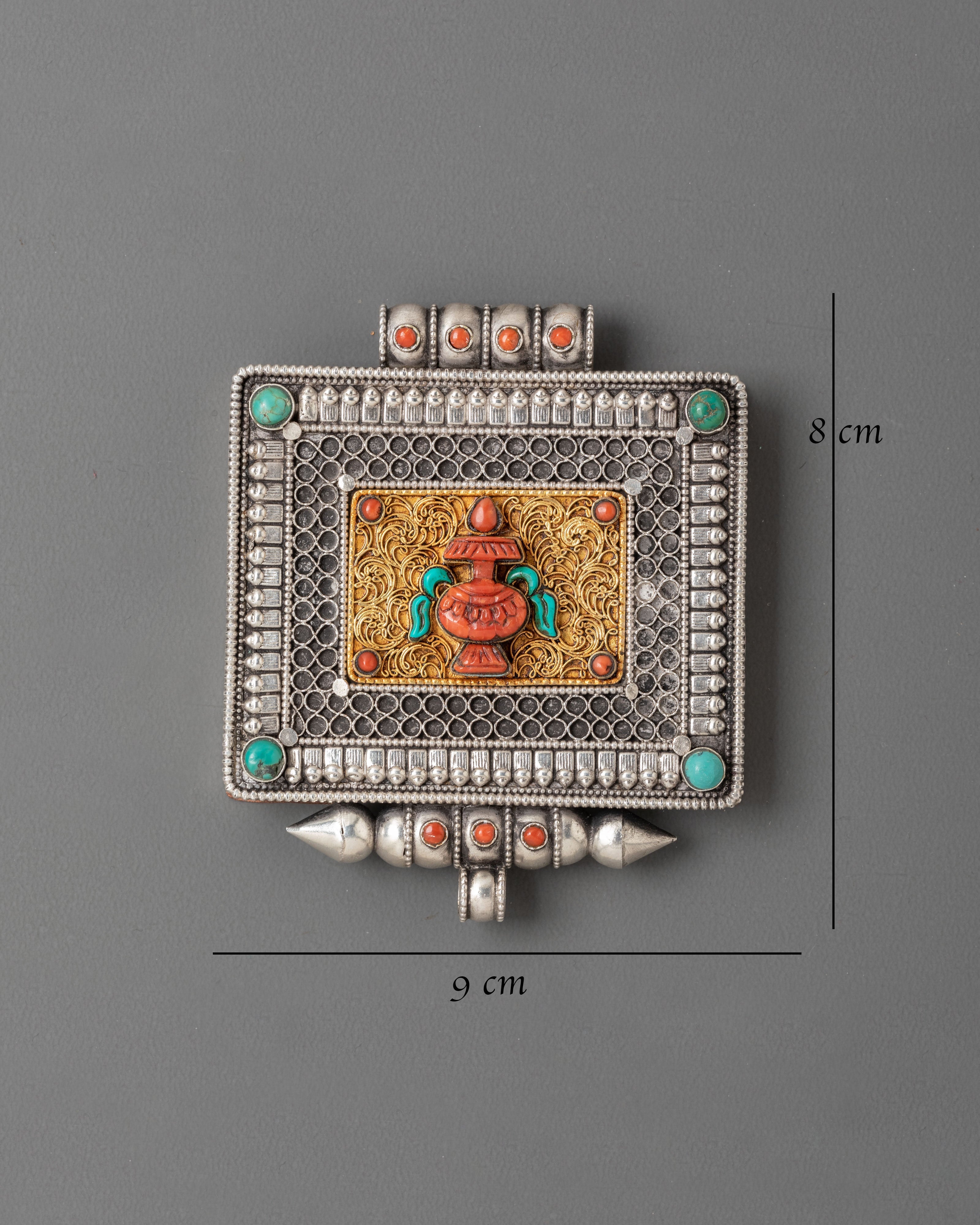 Sacred Tibetan Treasure Vase Ghau Box Locket | Sacred Bumpa Prayer Amulet