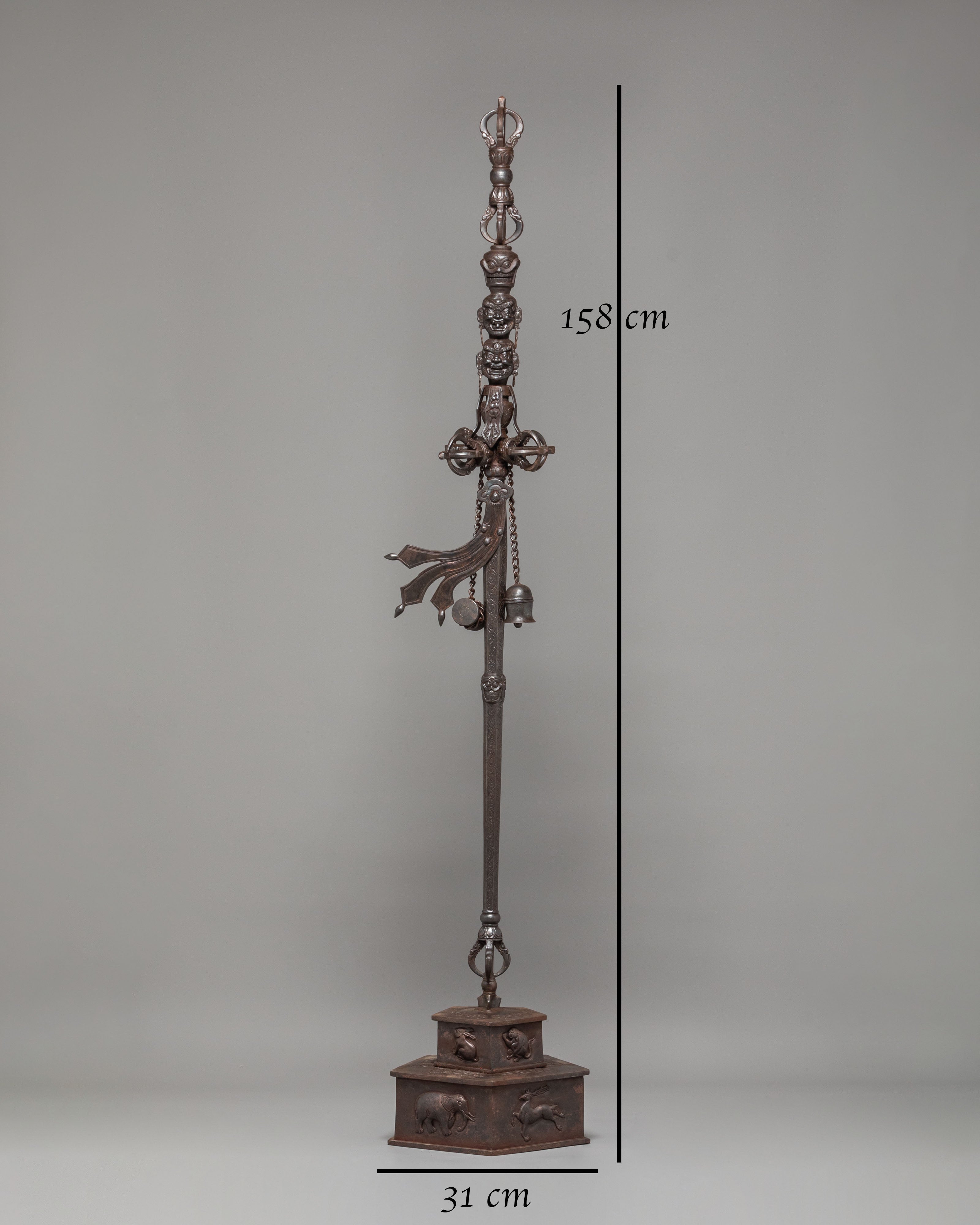 Sacred Ritual Item Khatan | Tibetan Oxidized Copper Ritual Staff