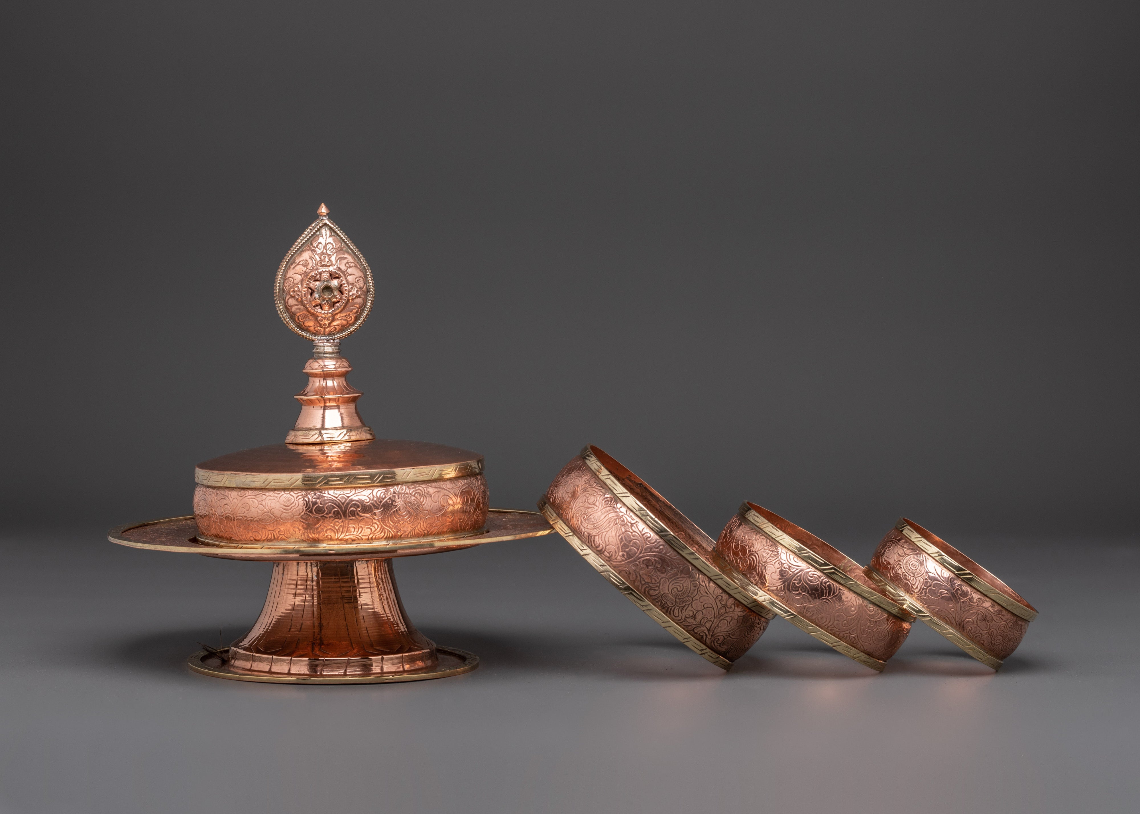 Handcrafted Tibetan Buddhist Mandala Set | Copper Mandala for Sacred Rituals