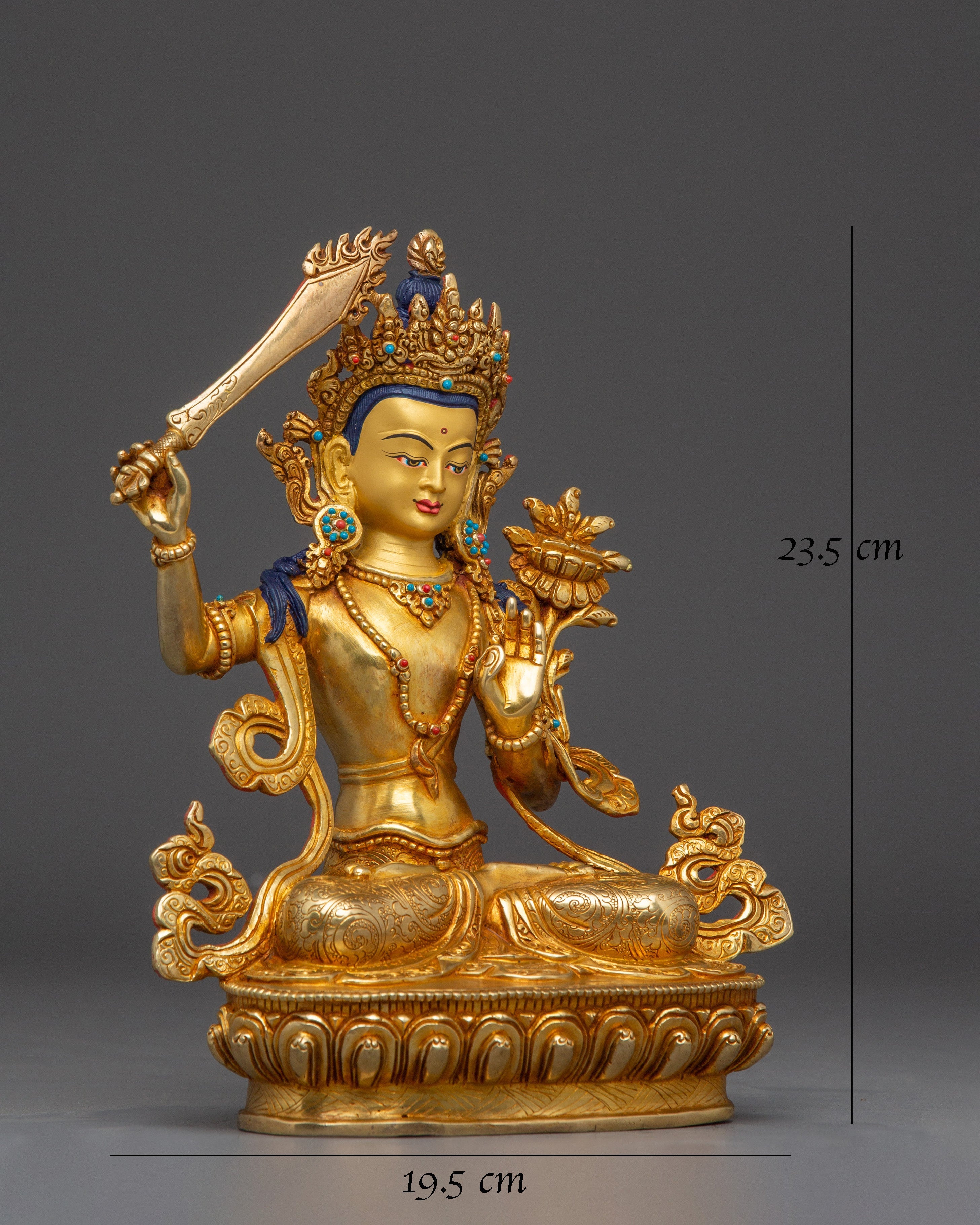Gold Gilded Manjushri Statue