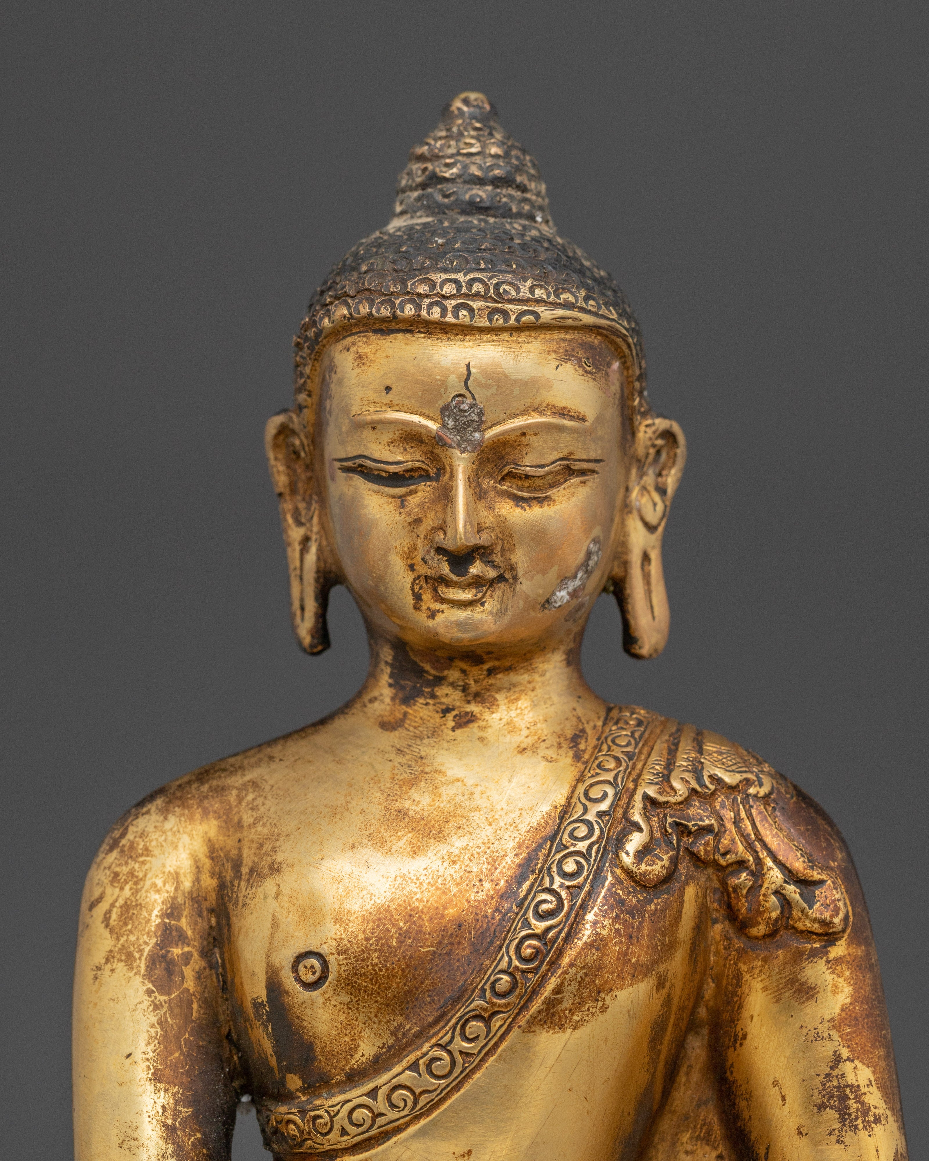 Copper And Gold Plated Shakyamuni Buddha Statue | Symbol of Calm and Divine Knowledge