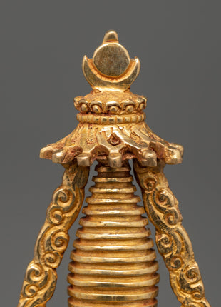 Oxidized Gold-Plated Stupa | Enlightenment and Devotion Symbol