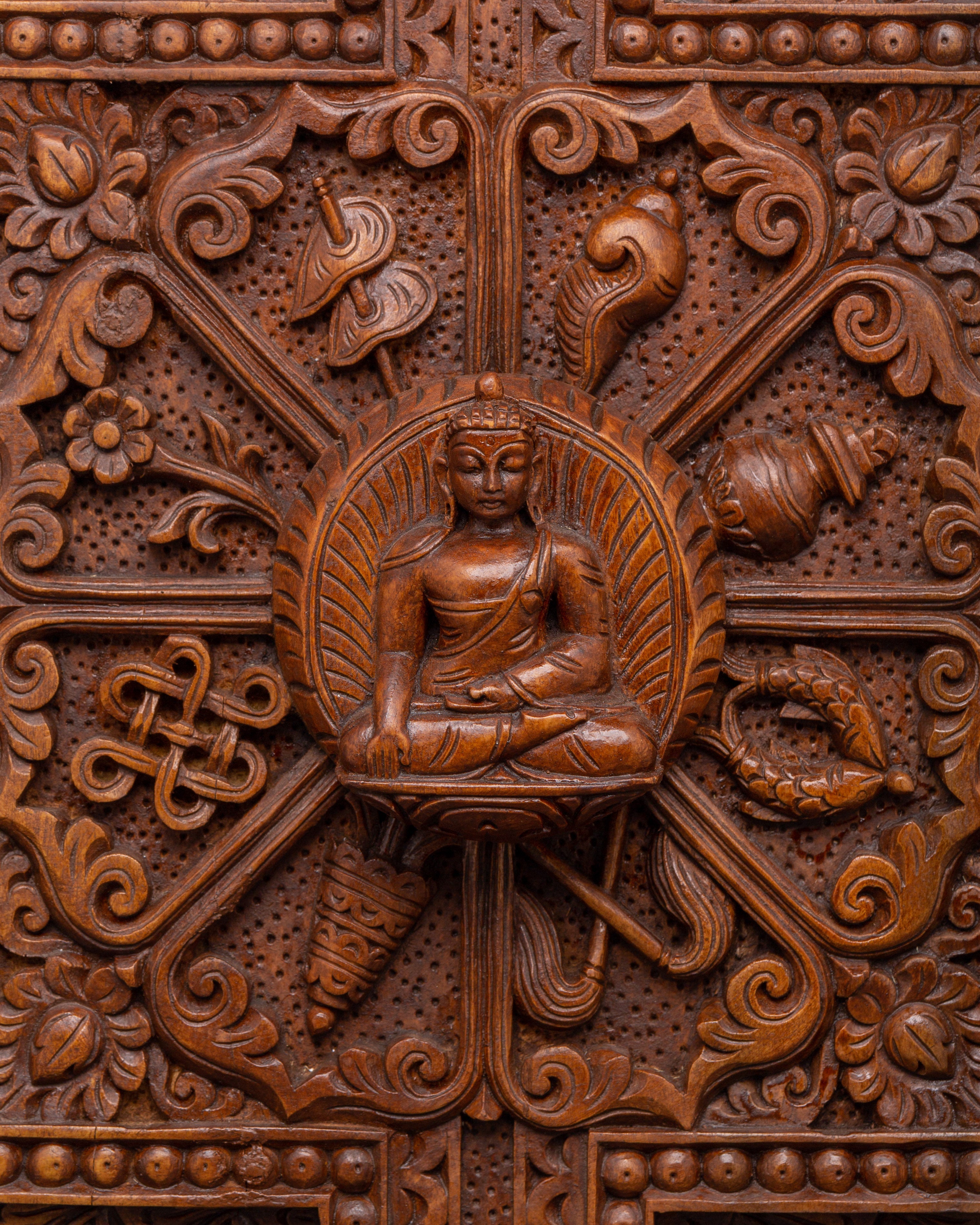 Shakyamuni Buddha Wall Hanging Decor | Hand-Carved Wooden Buddha Art