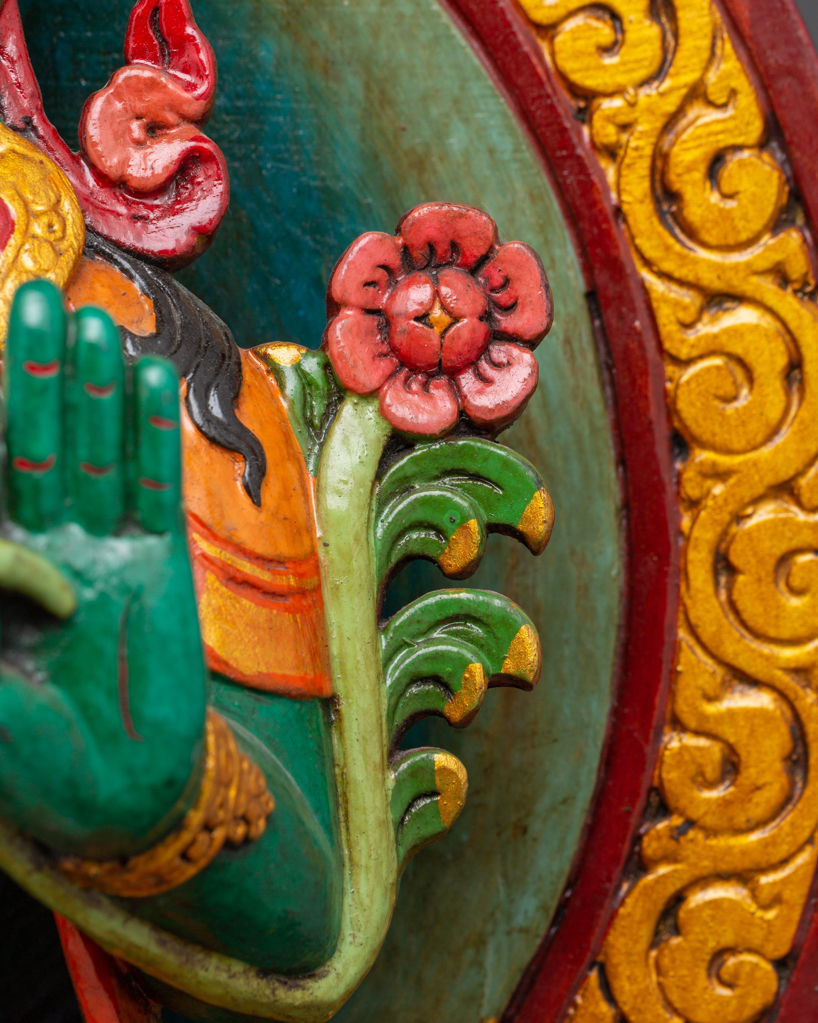 Green Tara Wooden Statue | Symbol of Compassion & Protection