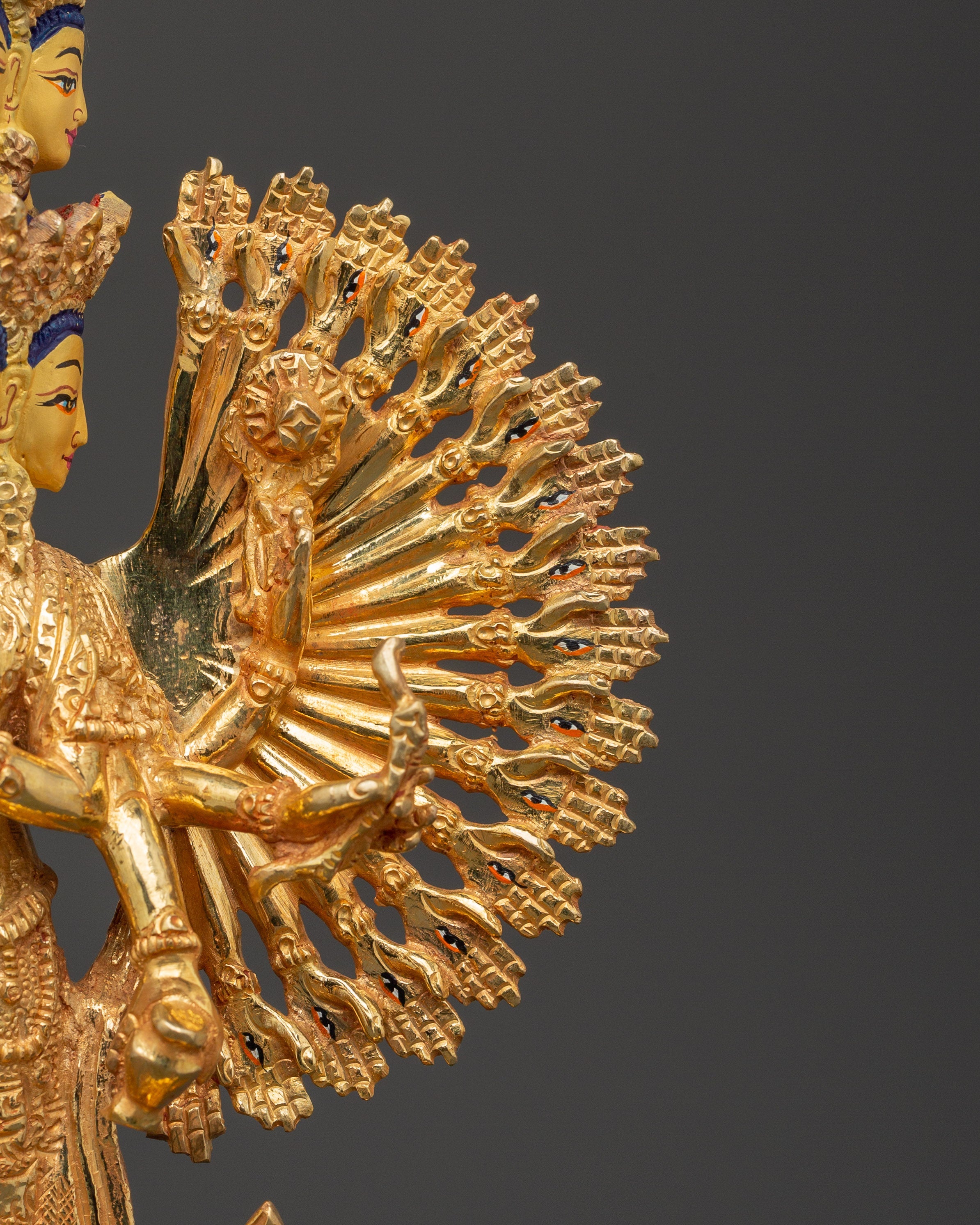 Gold Plated Thousand Armed Chenrezig | Bodhisattva Statue