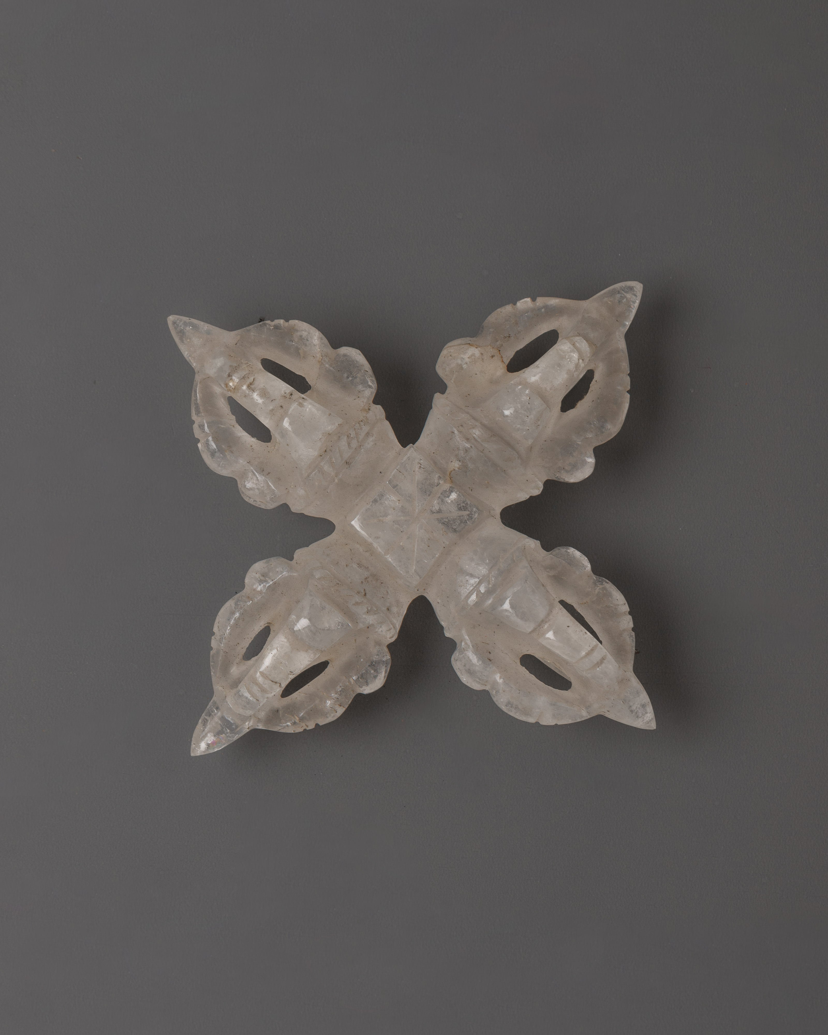 Tibetan Crystal Bishwo Vajra | Hand-Carved Spiritual Vajra for Meditation