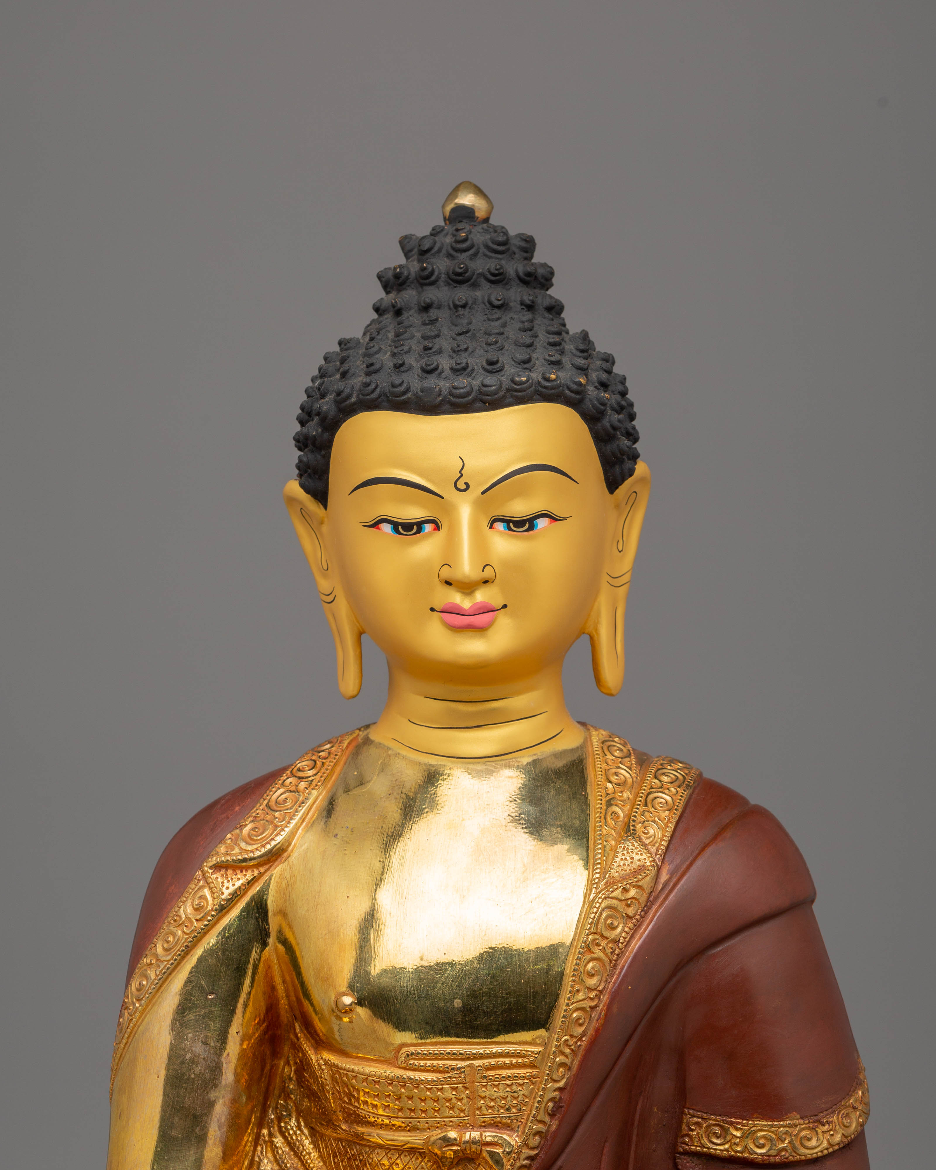 Himalayan Statue of Amitabha Buddha | Electro Gold-Plated Copper with Acrylic Color