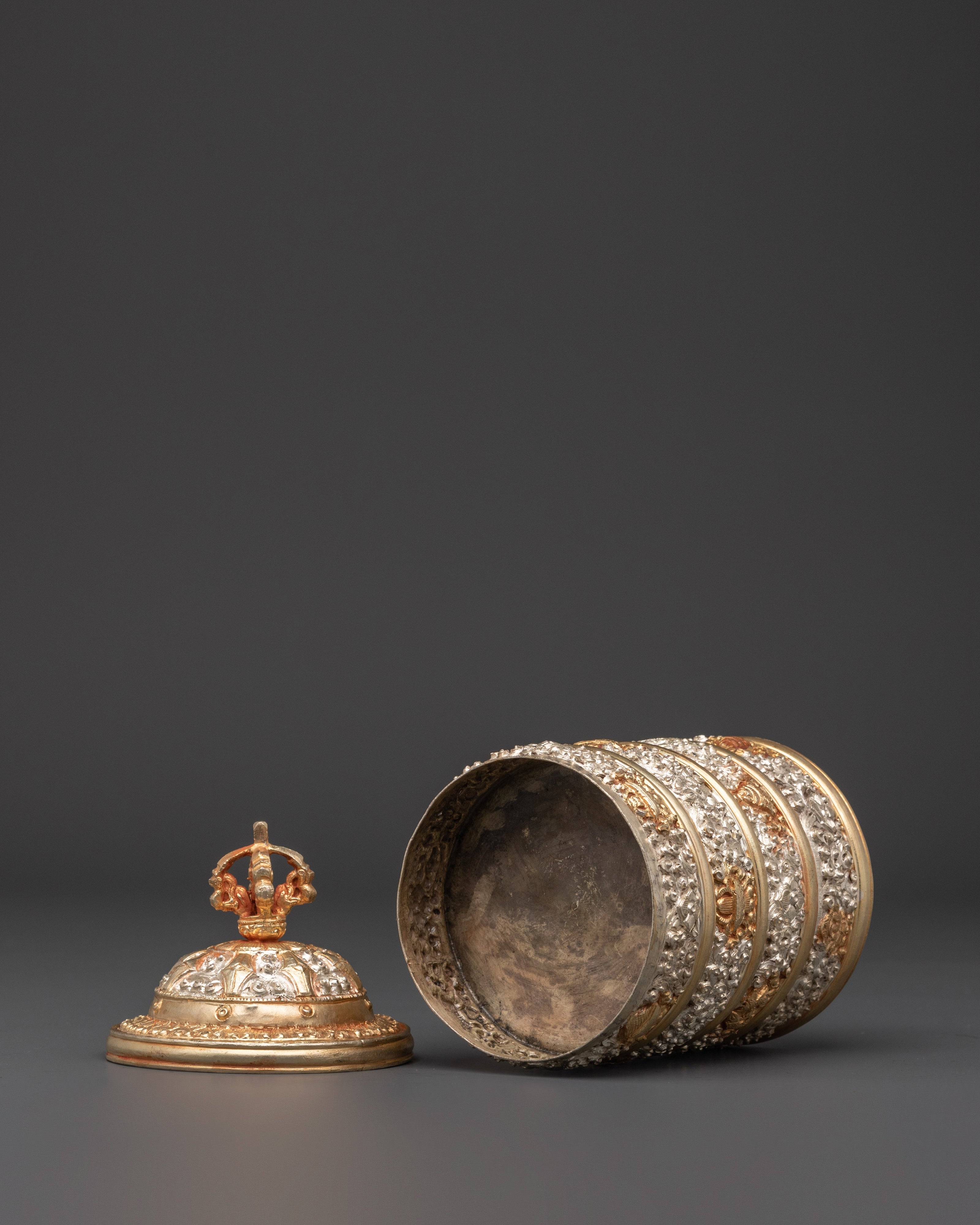 Traditional Handmade Tibetan Rice Pot | Copper with Gold & Silver Plating