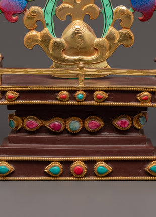 Tibetan Copper Offering Tree | Gold Plated Ritual Art with Acrylic Colors
