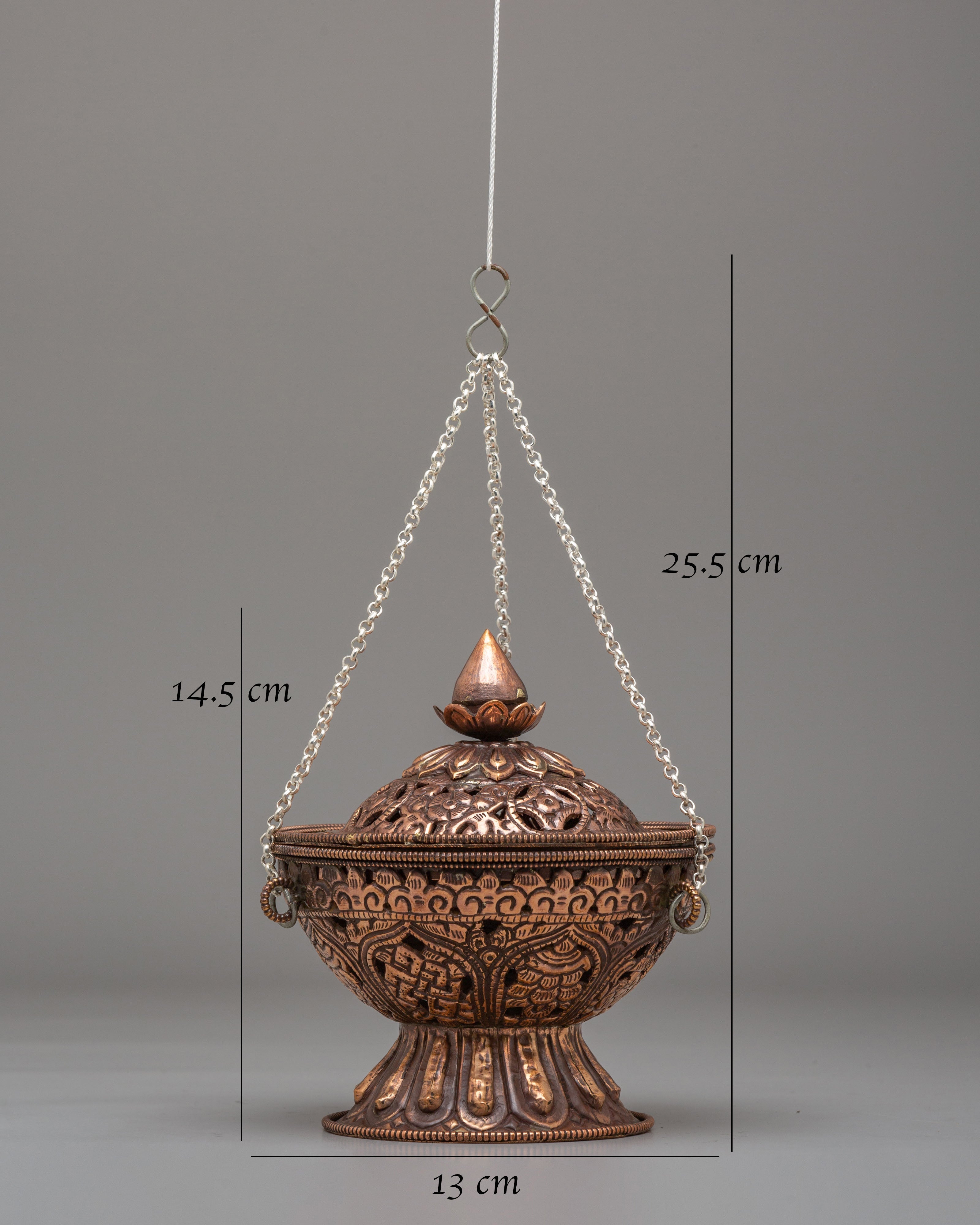 Traditional Altar Incense Burner | Handcrafted Brass Hanging Incense Vessel