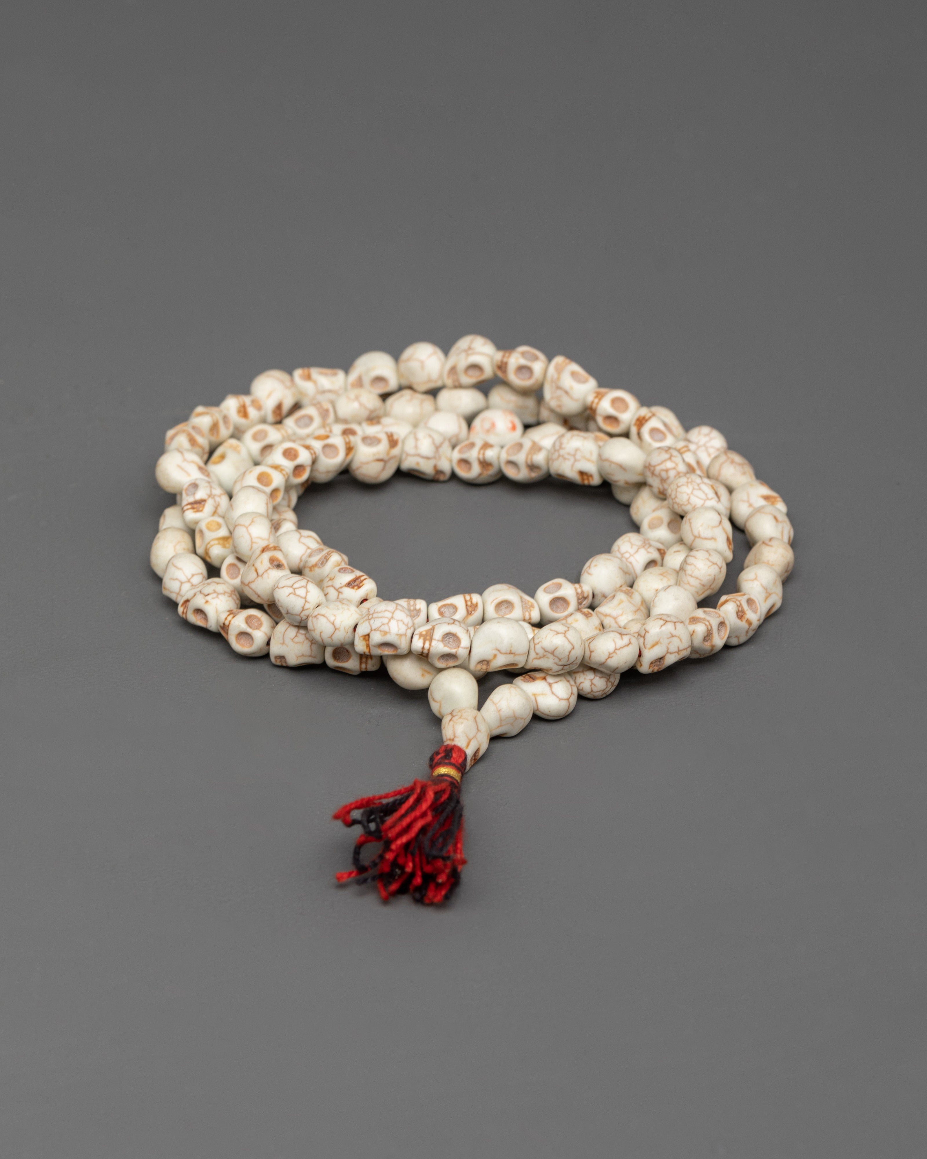 Sacred Buddhist Meditation Mala With Skull Design | 108 Prayer Beads