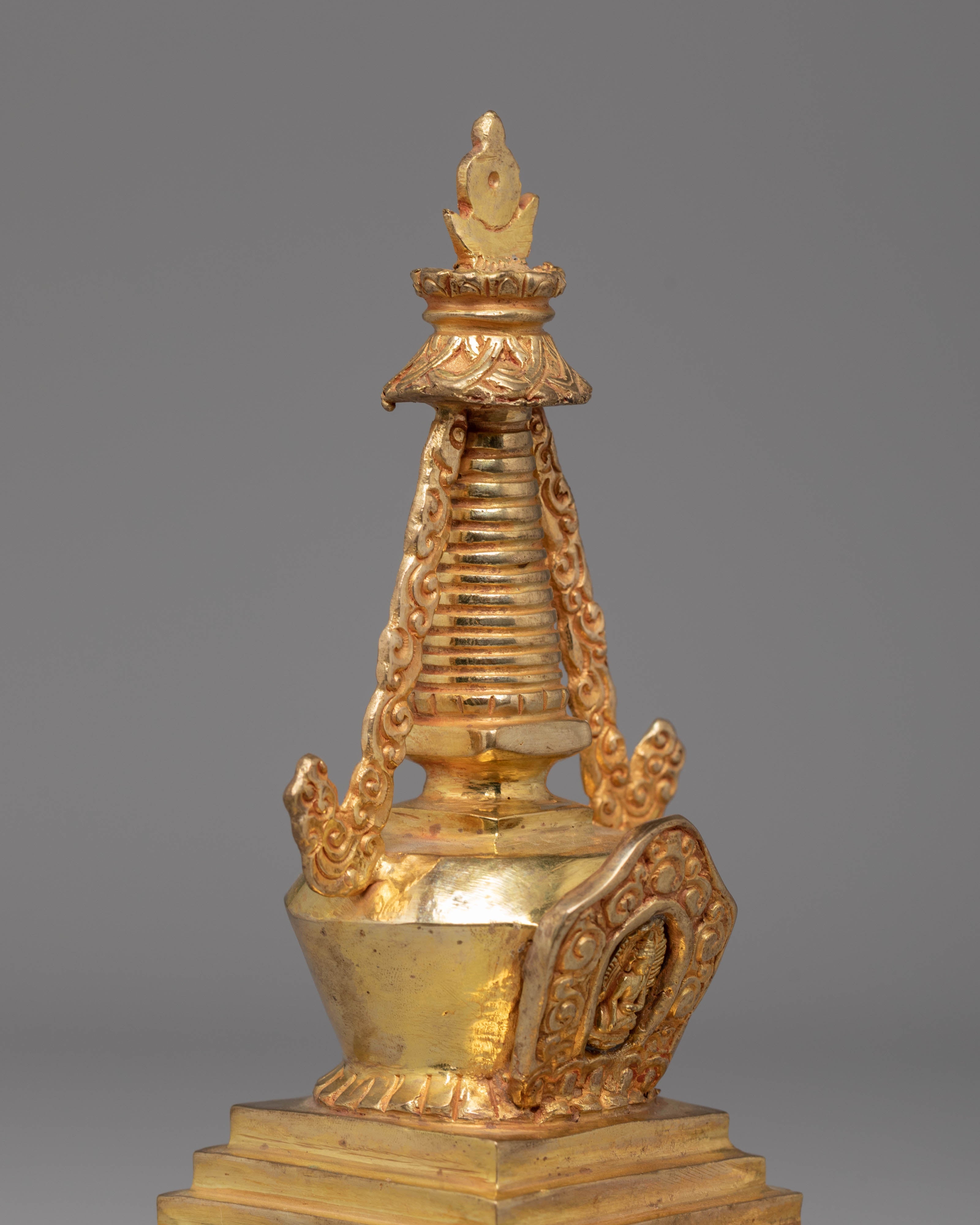 Handcrafted Gold-Plated Stupa Statue | Tibetan Ritual Stupa