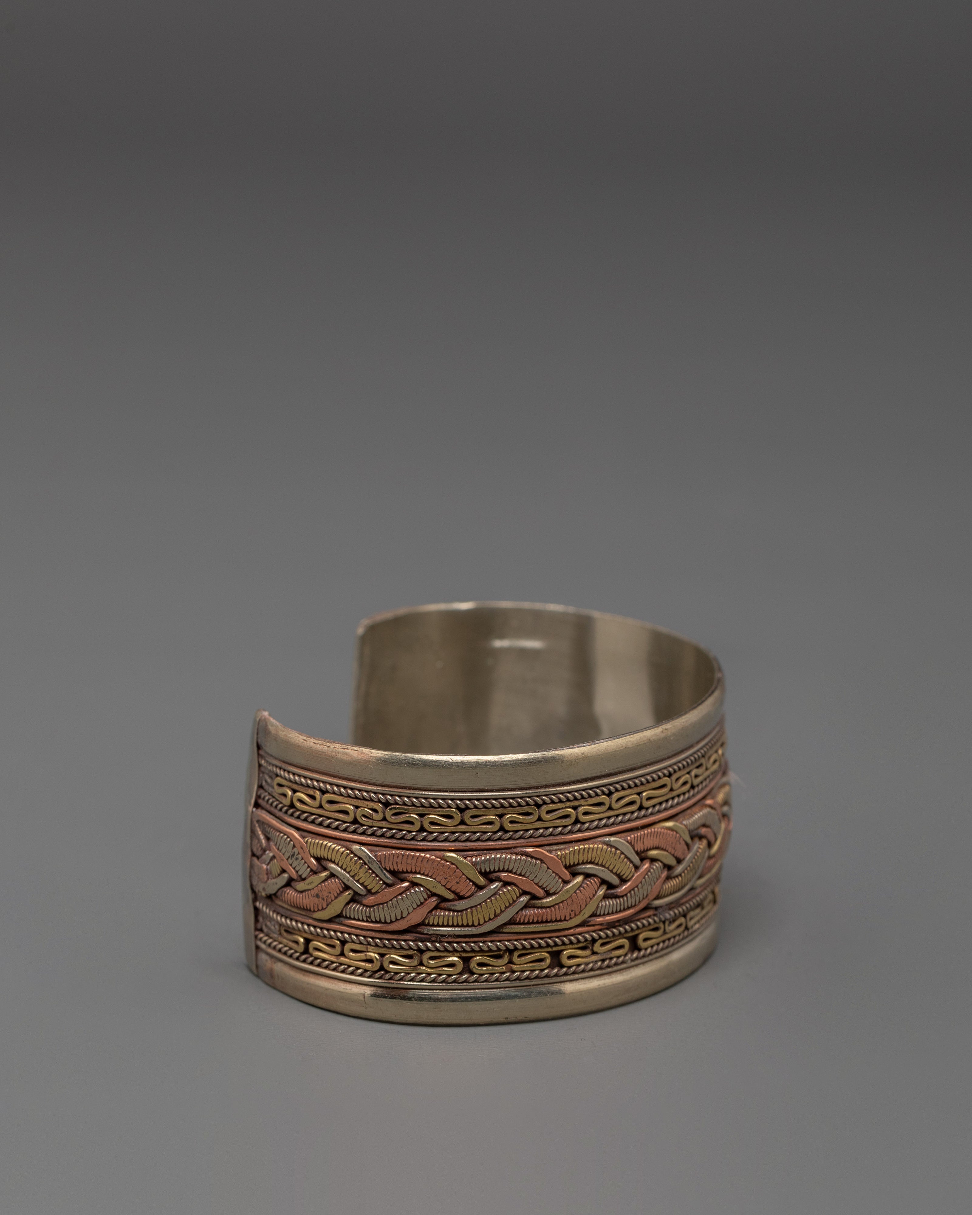 Traditional Himalayan Cuff Bracelet | Copper Brass Metal Jewelry