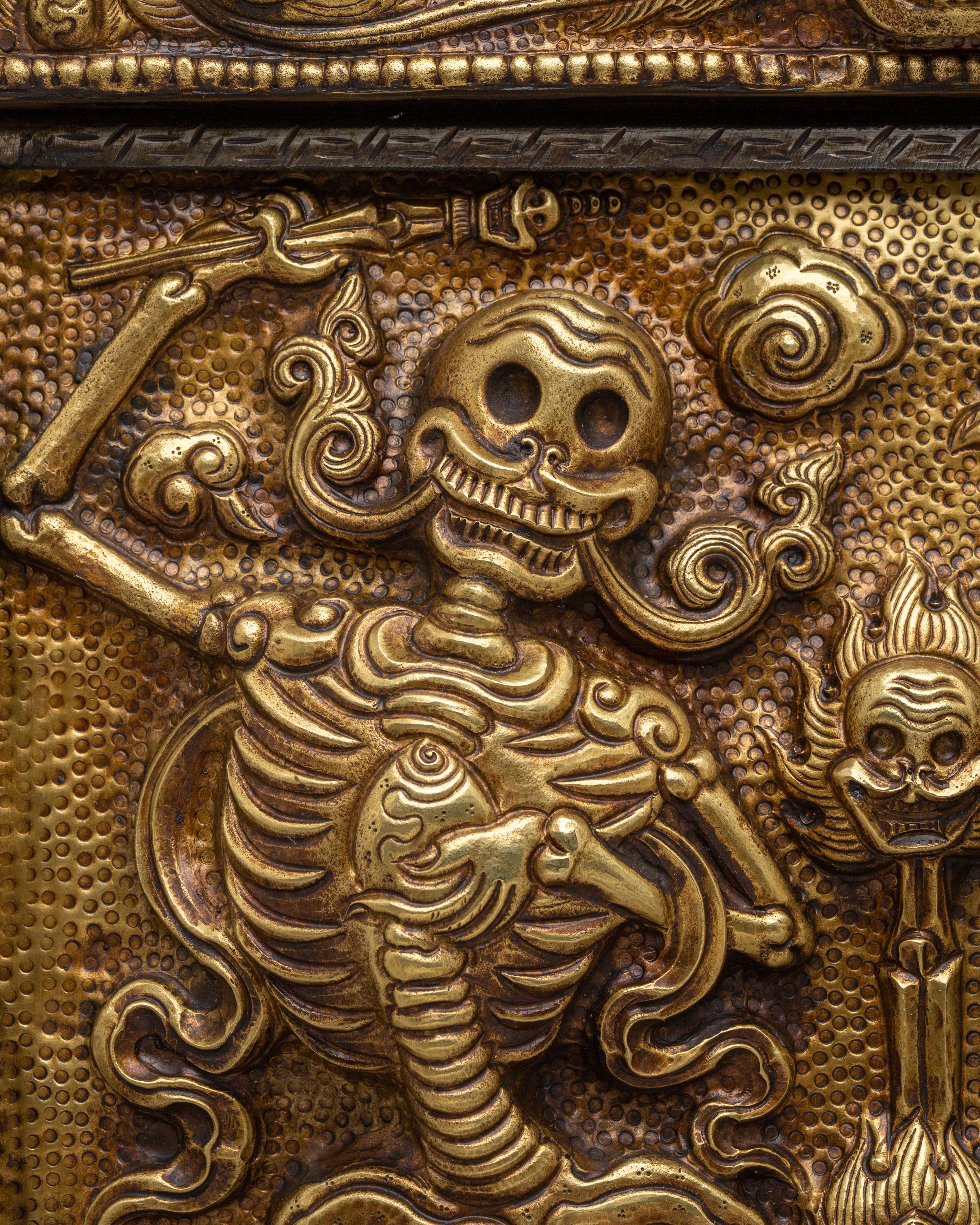 Buddhist Citipati Wall Hanging | Handcrafted Tibetan Skull Deity Art