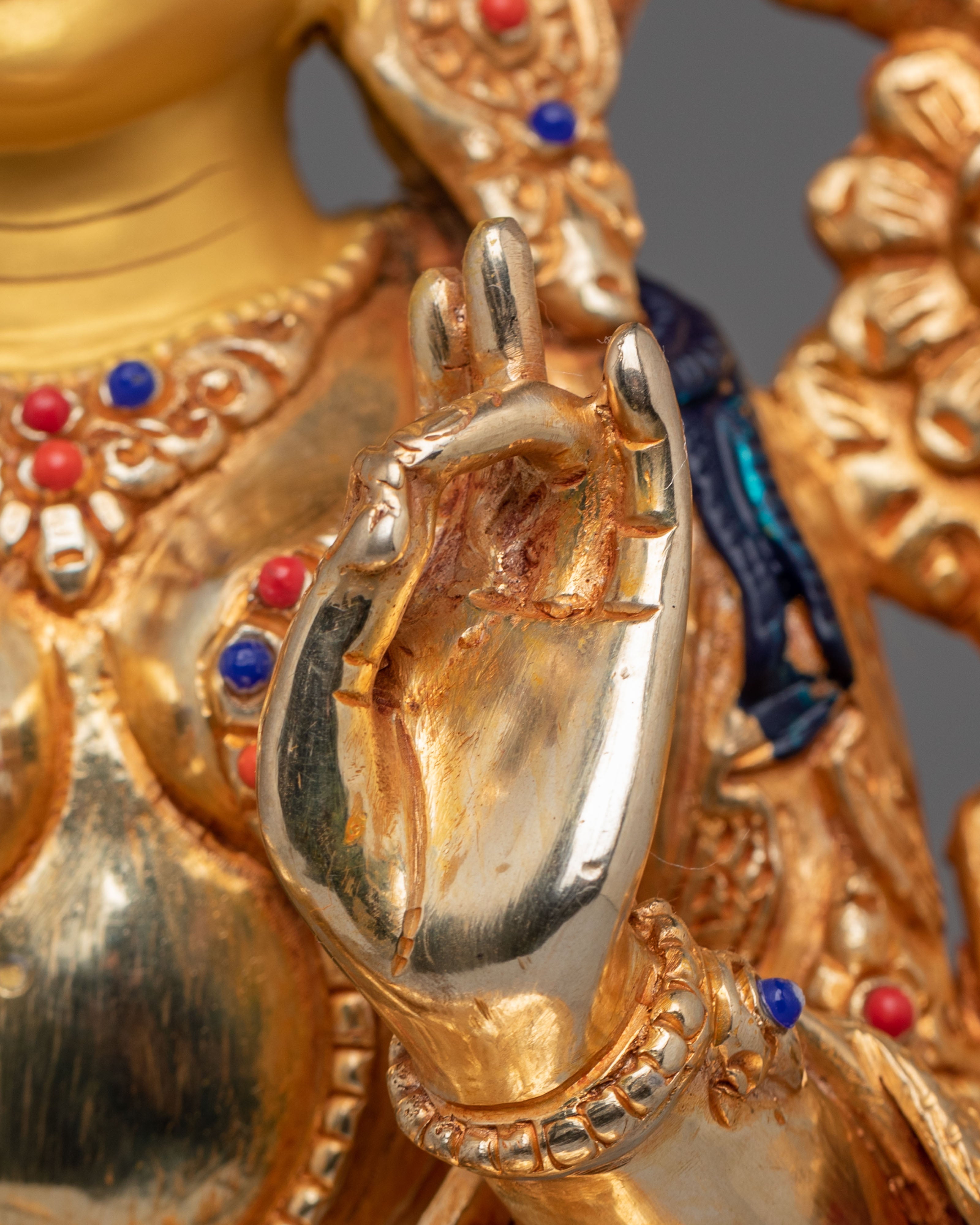 Handmade Green Tara Deity Sculpture | Tibetan Goddess of Compassion