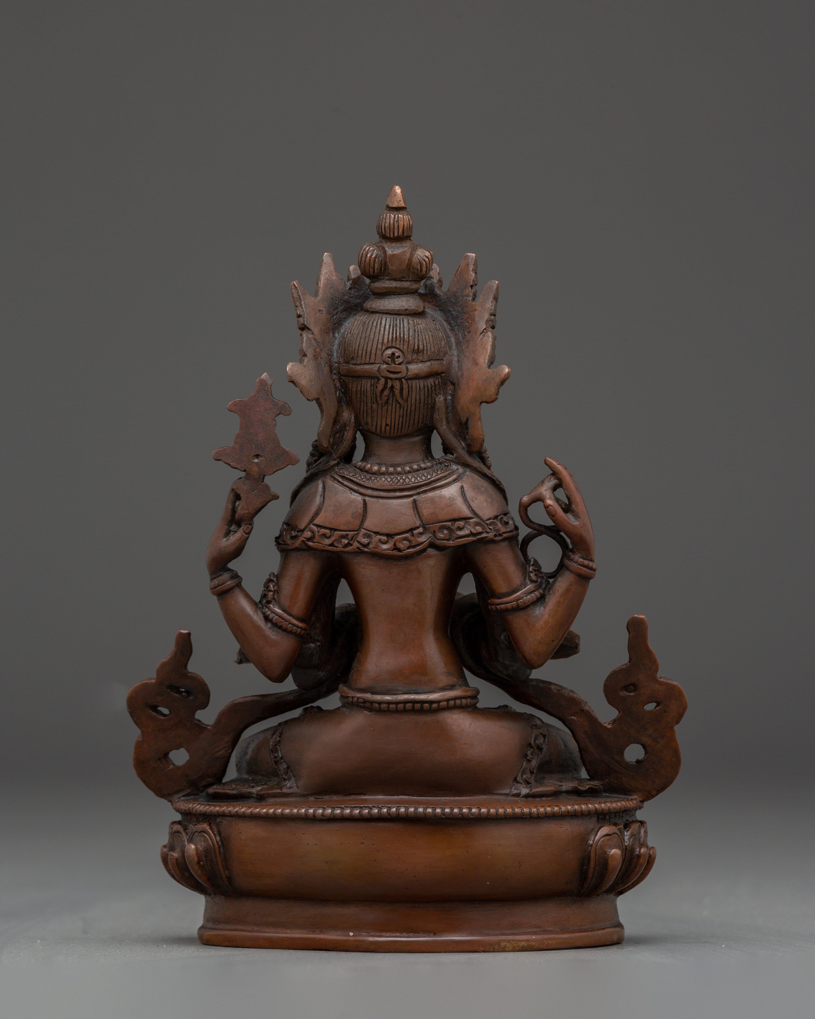 Handmade Chenrezig Compassion Deity Sculpture | Four-Armed Avalokiteshvara Deity
