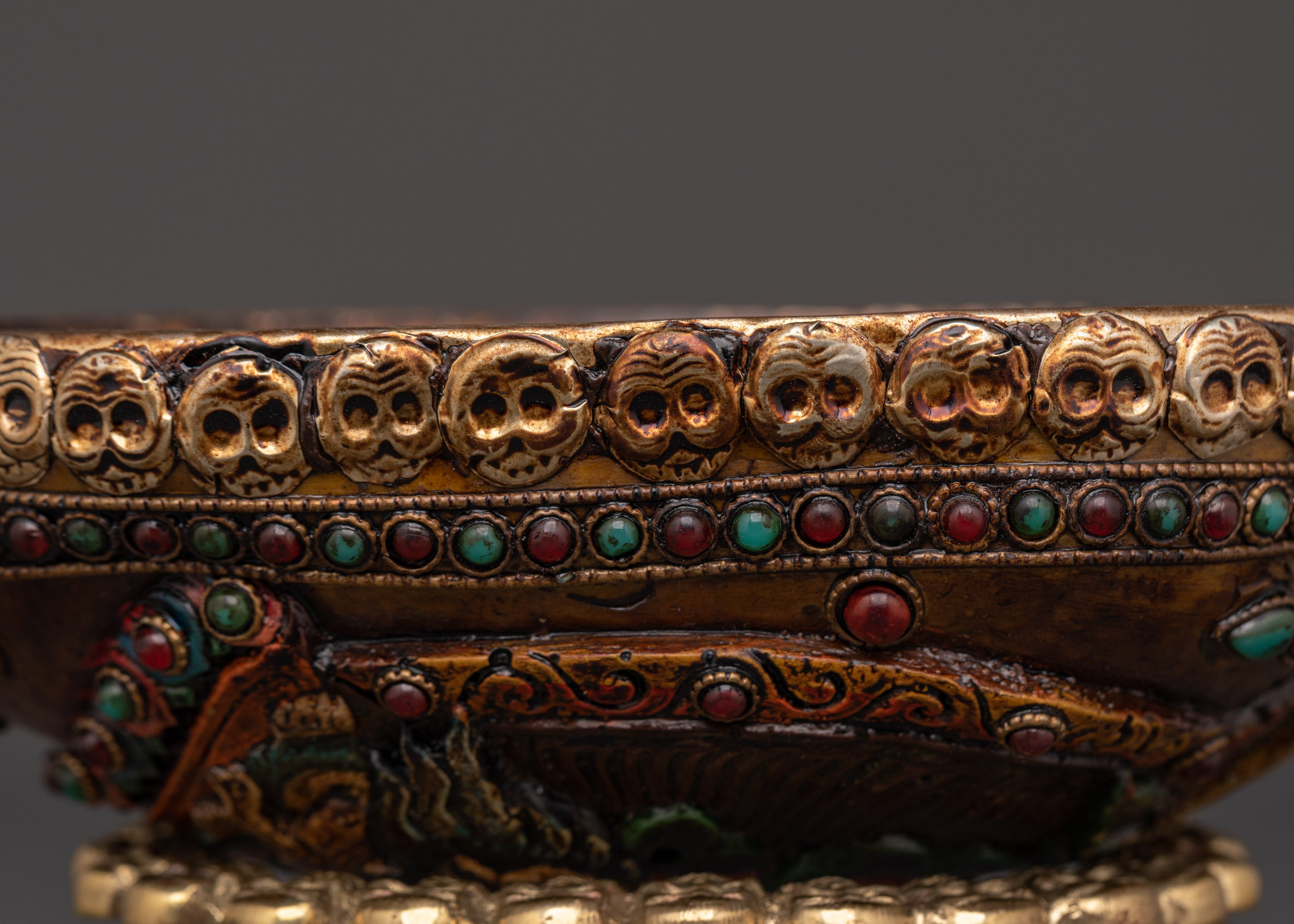 Copper Kapala with Brass Stand | Tibetan Ritual Skull Cup