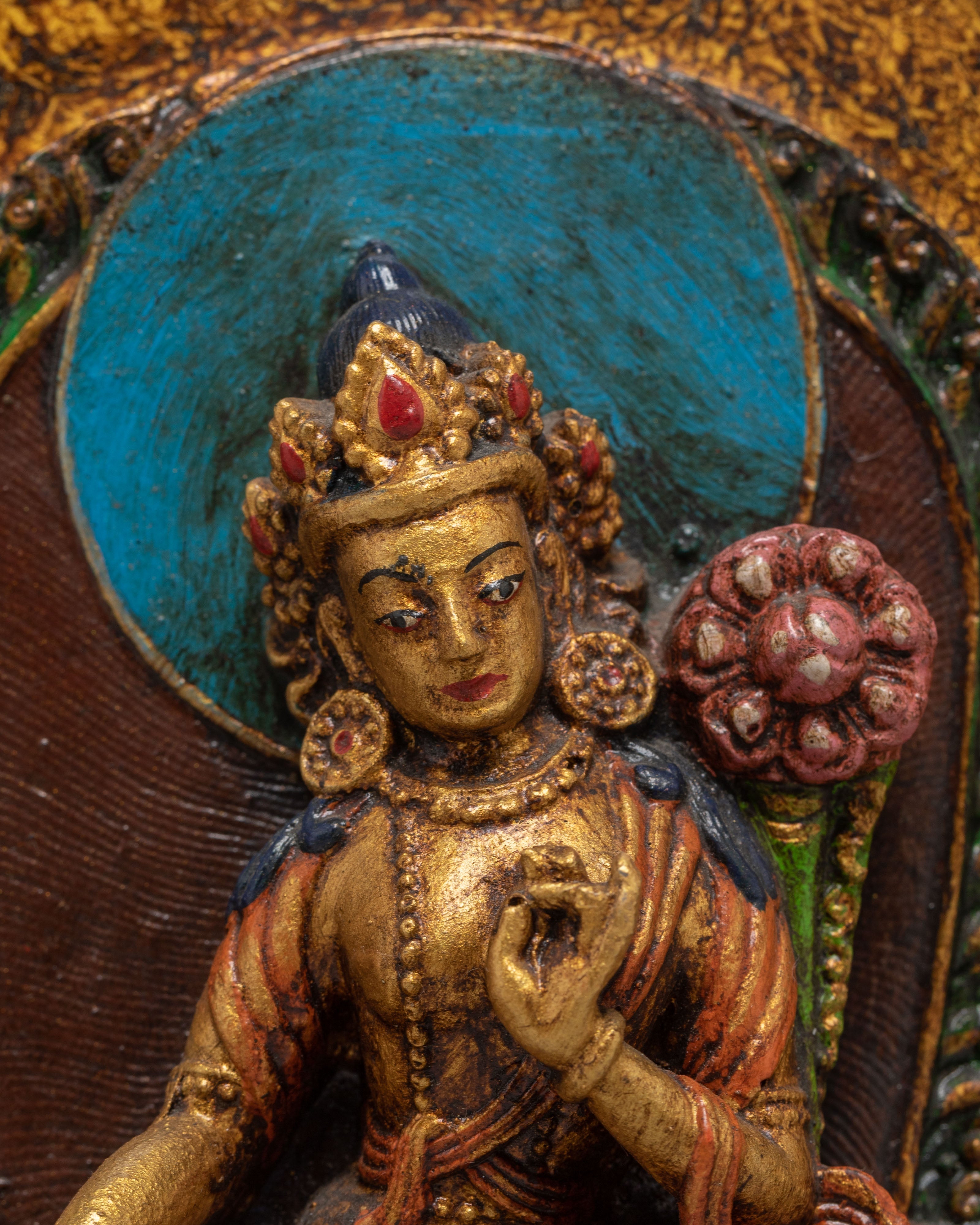 Handmade White Tara Wall Hanging | Tibetan Buddhist Goddess Decor