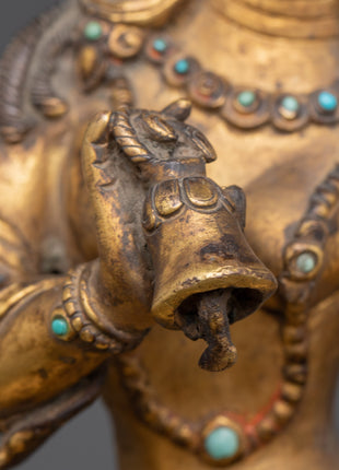Antique Gold Marichi Statue | Gold-Plated Copper Deity