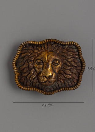 Gold-Plated Lion Head Belt Buckle | A Symbol of Strength and Elegance