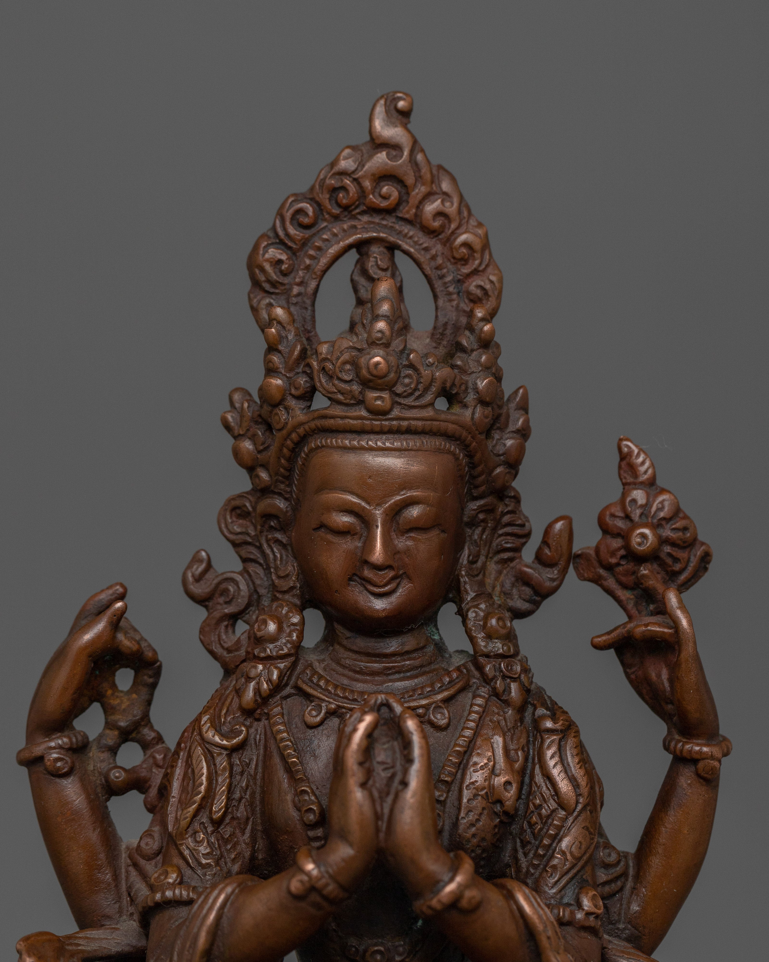 Four Armed Bodhisattva Sculpture | The Great Compassionate One