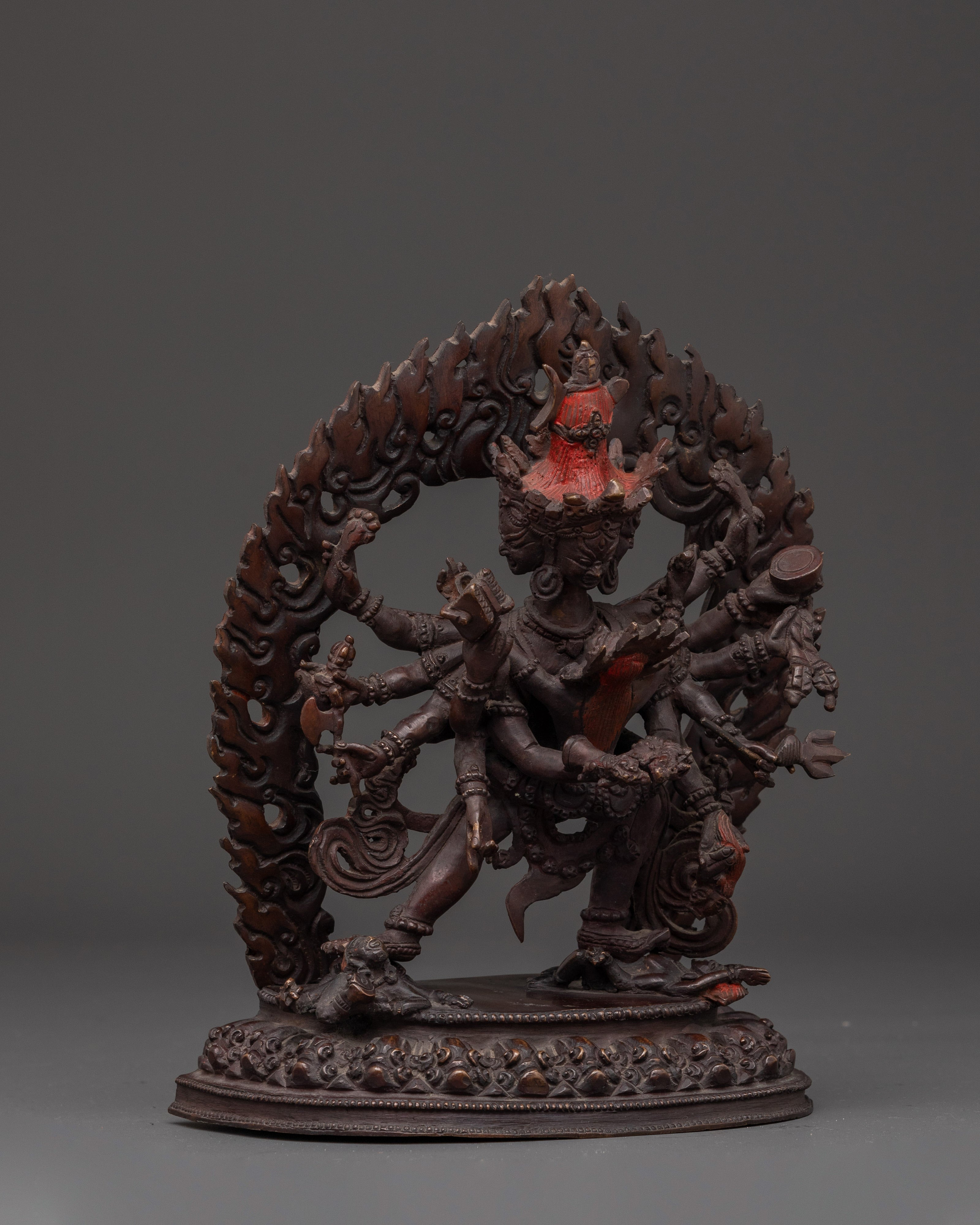 Chakrasambhara Deity Statue | Oxidized Copper Tantric Yab Yum Figurine