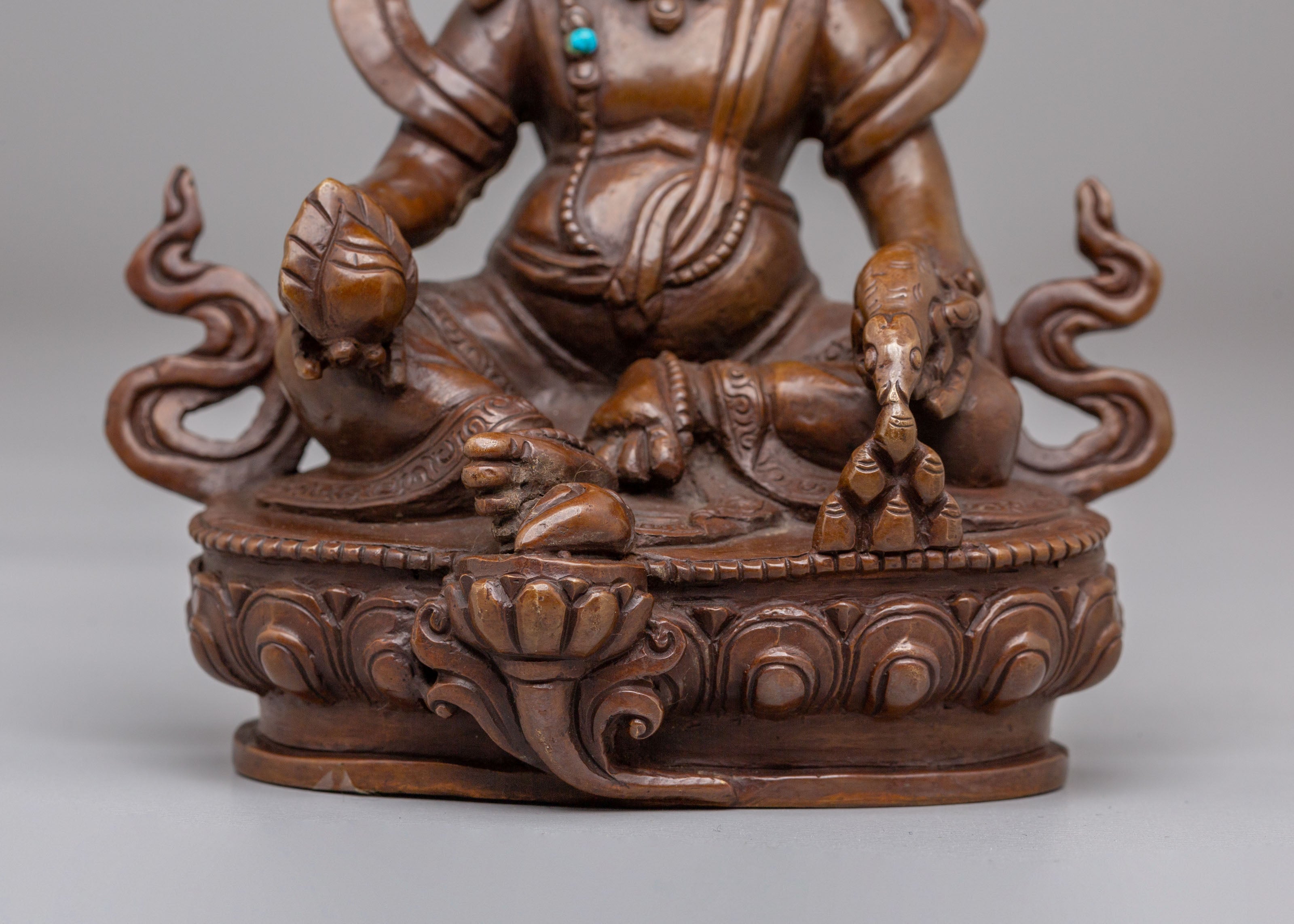 Tibetan Buddhist Dzambhala Statue | Oxidized Copper Buddhist Wealth Deity Sculpture