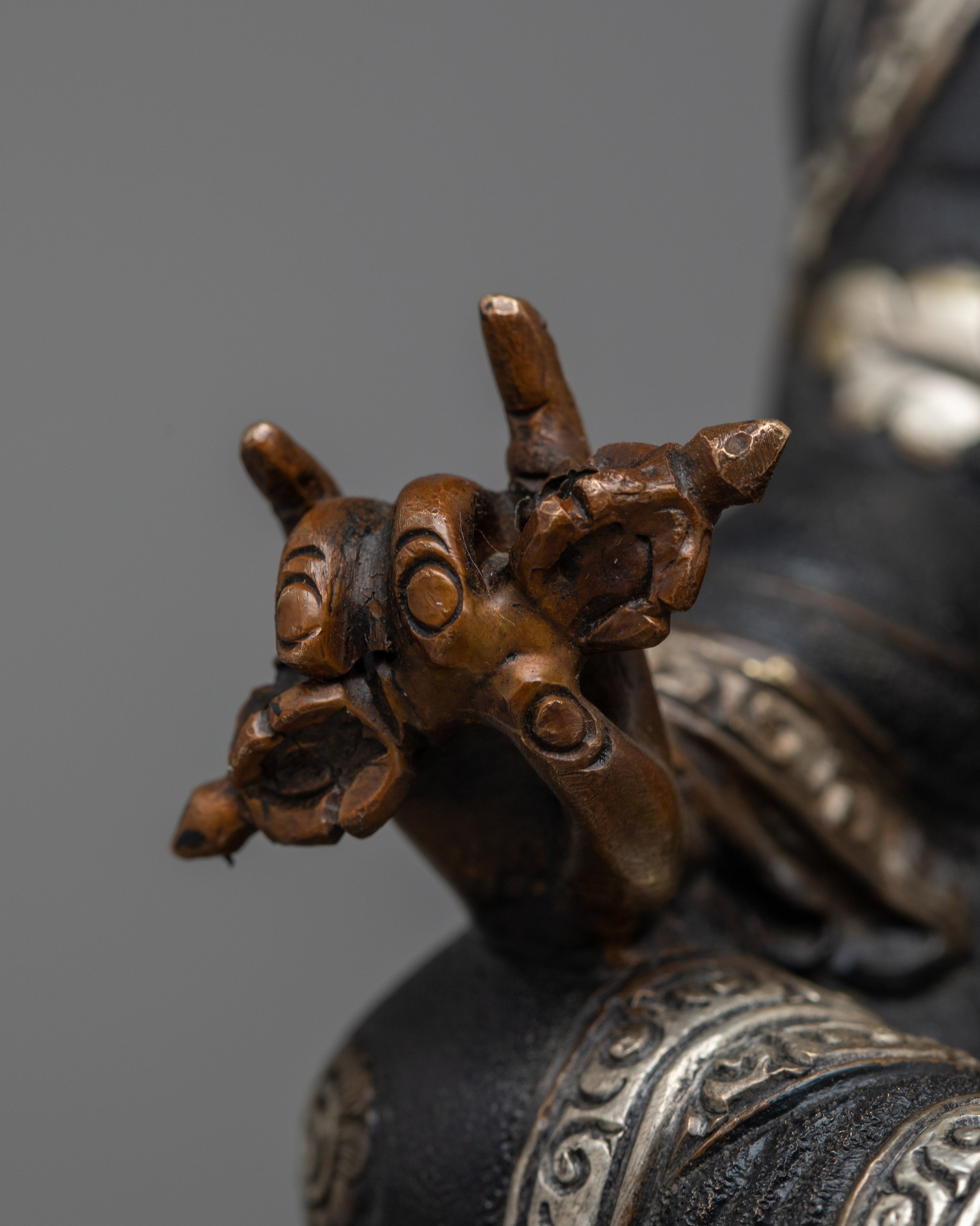 Guru Rinpoche Oxidized Silver-Plated Statue | Made in Nepal