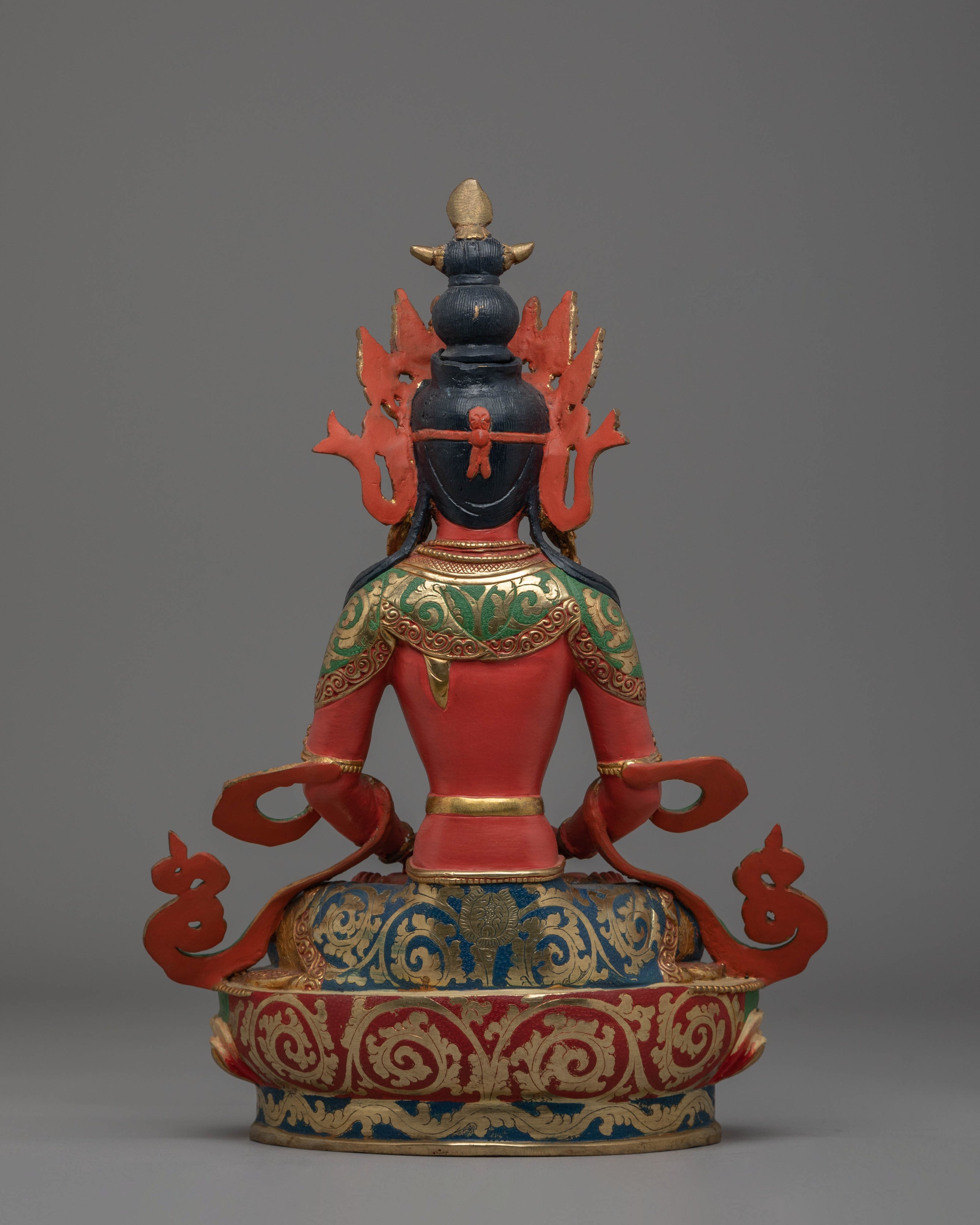 Handcrafted Amitayus Buddhist Copper Sculpture | Spiritual Artwork