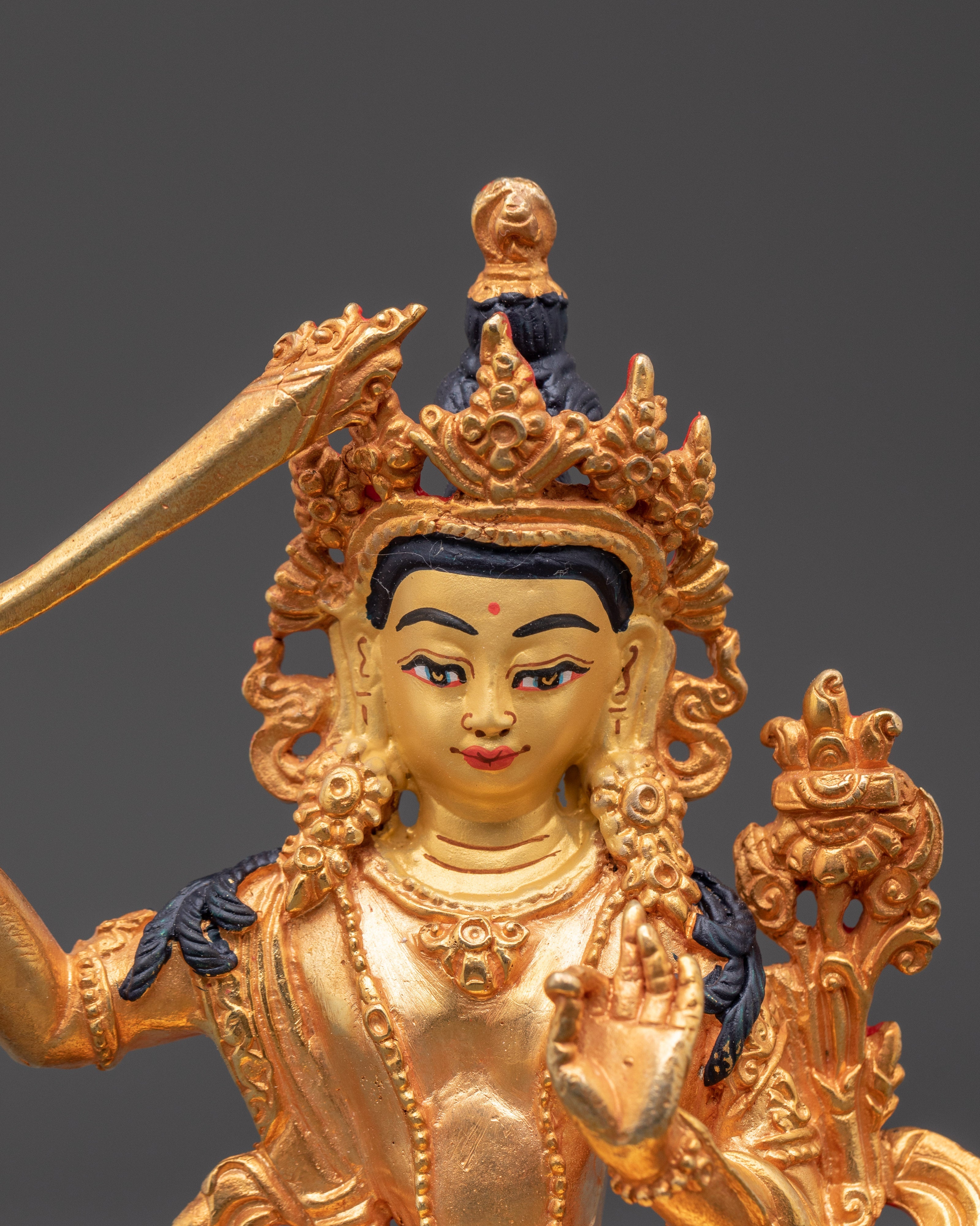Manjushri Wisdom Deity Sculpture | Tibetan Buddhist Statue for Enlightenment