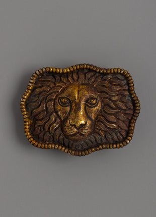 Gold-Plated Lion Head Belt Buckle