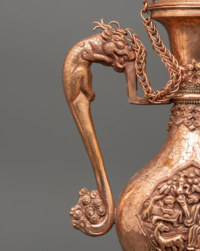 Buddhist Ritual Ceremonial Ewer | Dragon Handle & Makara Spout