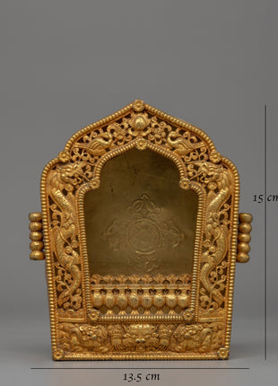 Traditional Mini Ghau Box | A Handcrafted Gold-Plated Tibetan Amulet Box