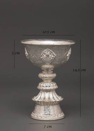 Pure Silver Tibetan Butter Lamp Set | Tibetan Offering Lamps