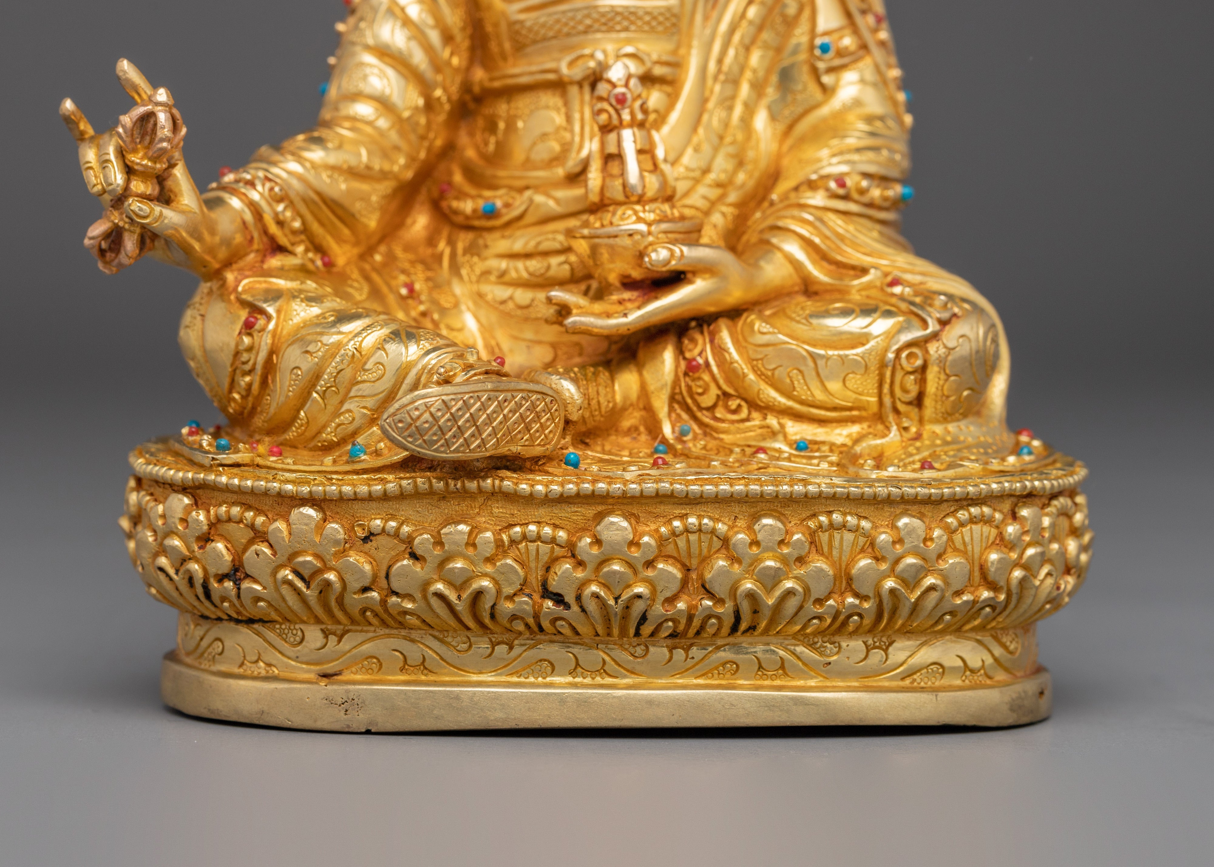 Buddhist Master Padmasambhava Statue | Handcrafted Gold Plated Guru Rinpoche Figure