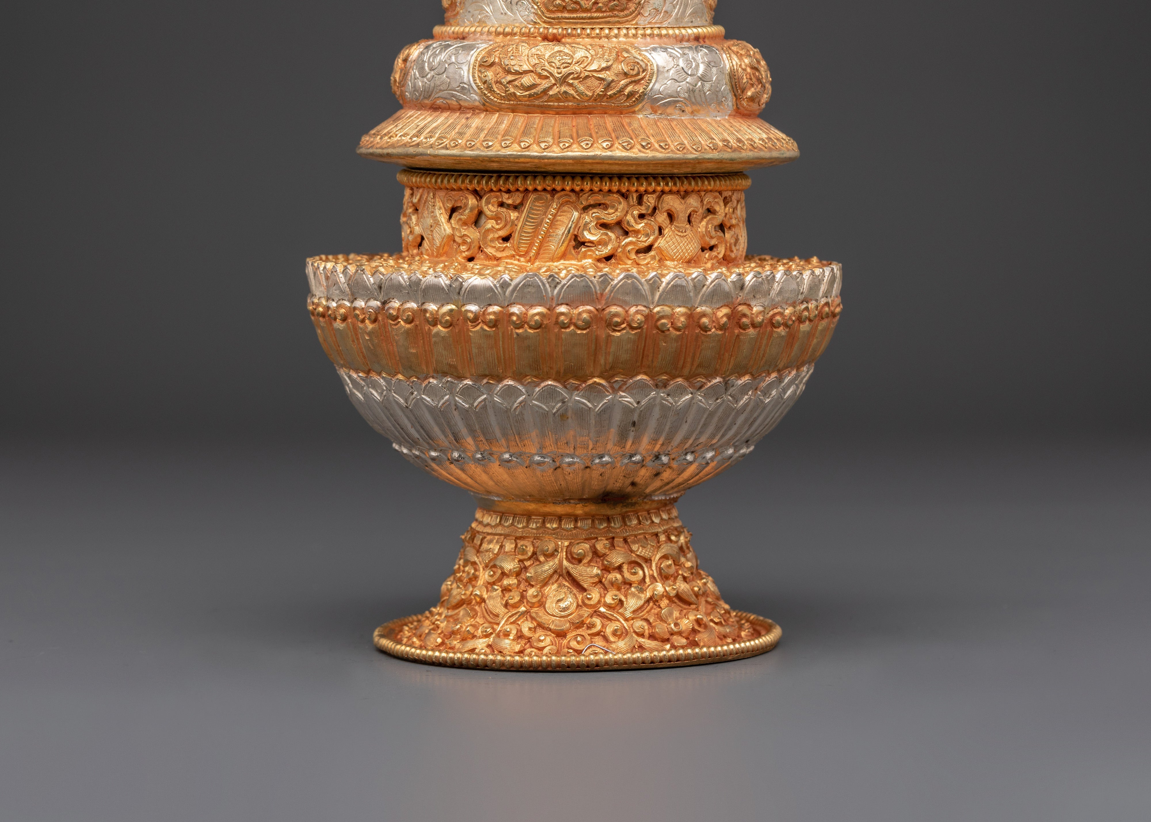 Himalayan Handcrafted Rice Pot | Traditional Copper & Silver Plated Art