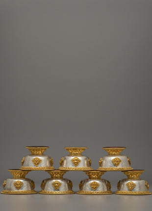 Handcrafted Silver Body and Gold-Plated Offering Bowls 