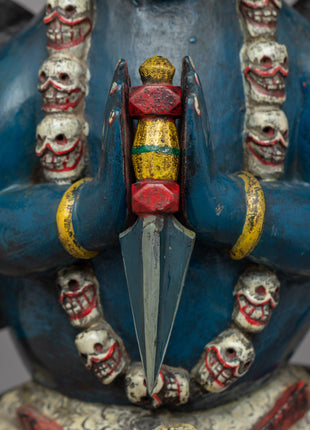 Hand-Carved Wooden Phurba | Sacred Tibetan Buddhist Artifact