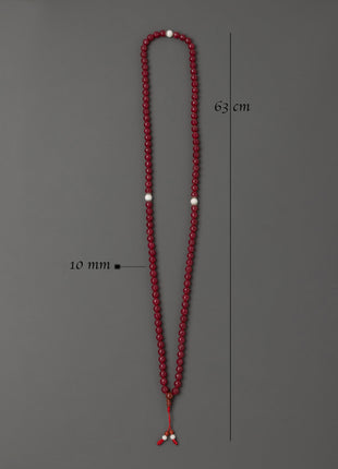 Mala with Artificial Ruby Stone | Meditation Necklace for Wisdom