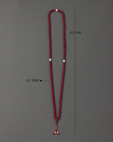 Mala with Artificial Ruby Stone | Meditation Necklace for Wisdom