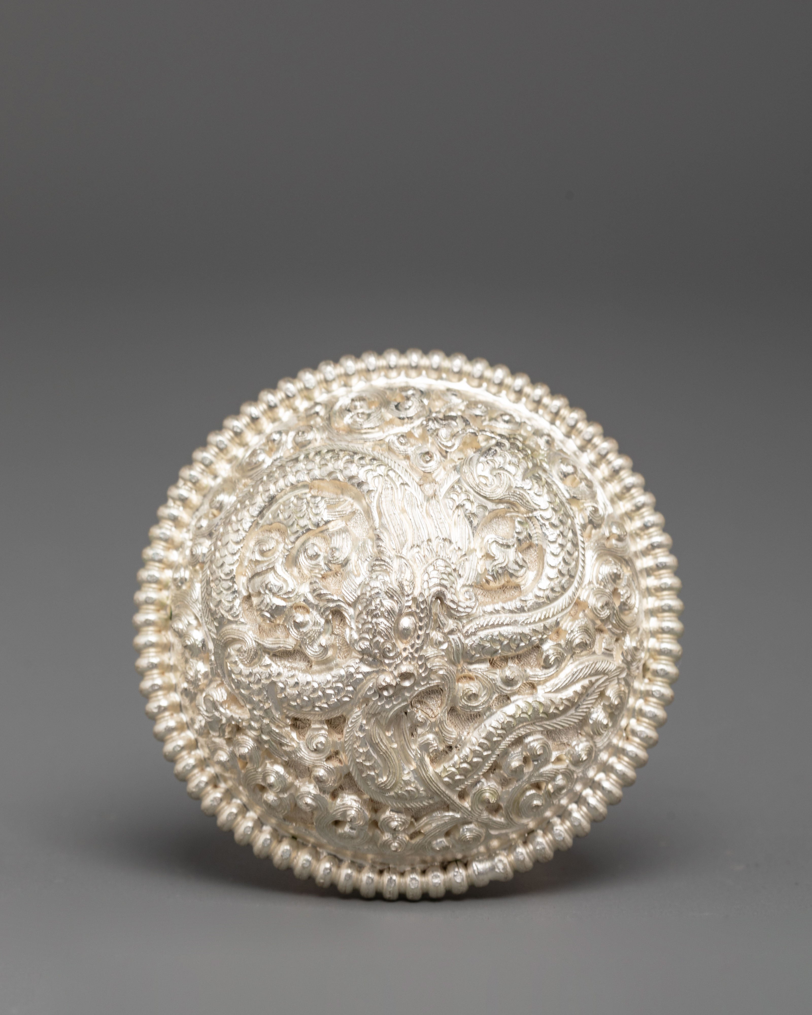 Handmade Silver Plated Brocade Stick Cap | Decorative Brocade Accessory