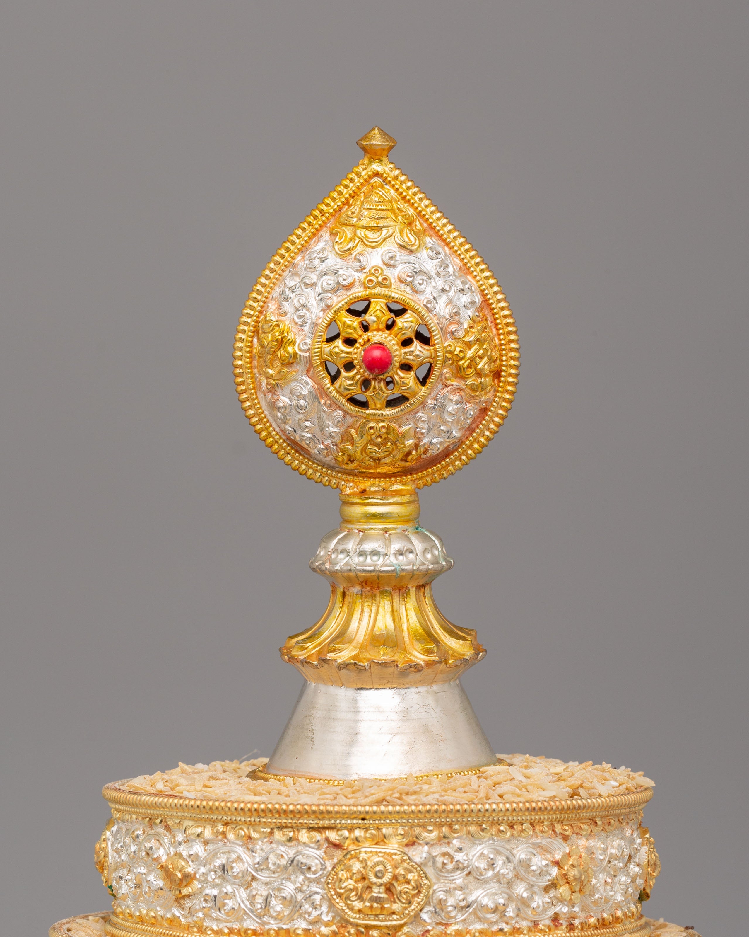 Gold-Plated Tibetan Mandala  Offering | Sacred Tibetan Buddhist Ritual Object